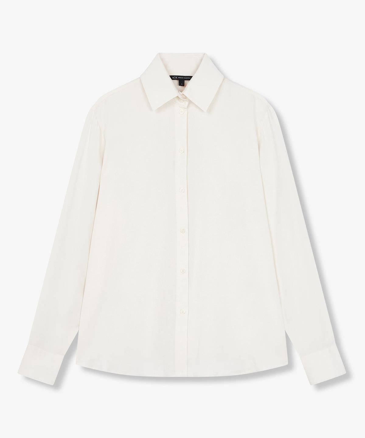 아르마니 익스체인지(ARMANI EXCHANGE) 여성 레이온 롱 슬리브 셔츠 _크림_A425120502
