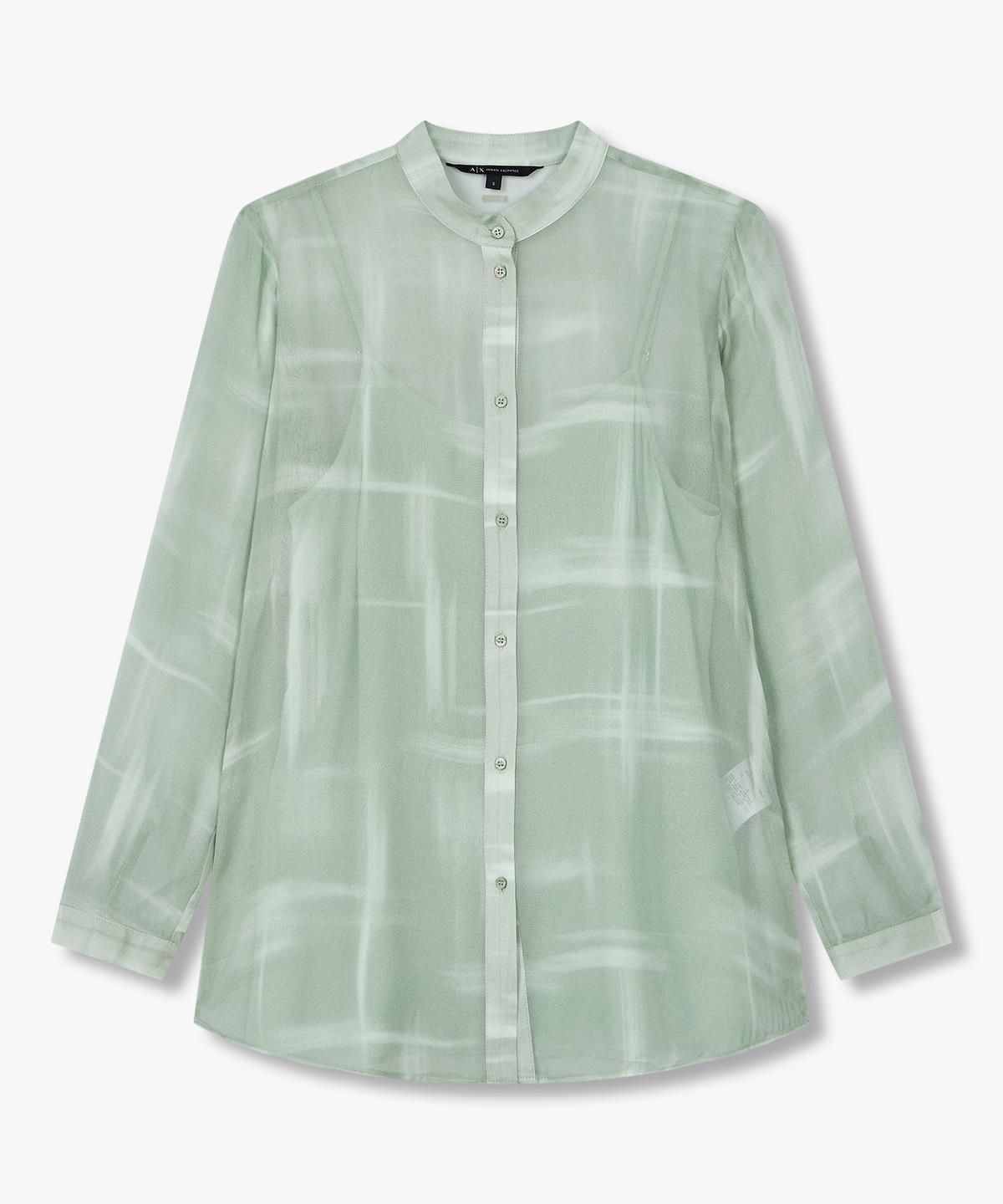 아르마니 익스체인지(ARMANI EXCHANGE) 여성 레이온 롱 슬리브 셔츠 _라이트 그린_A425120507