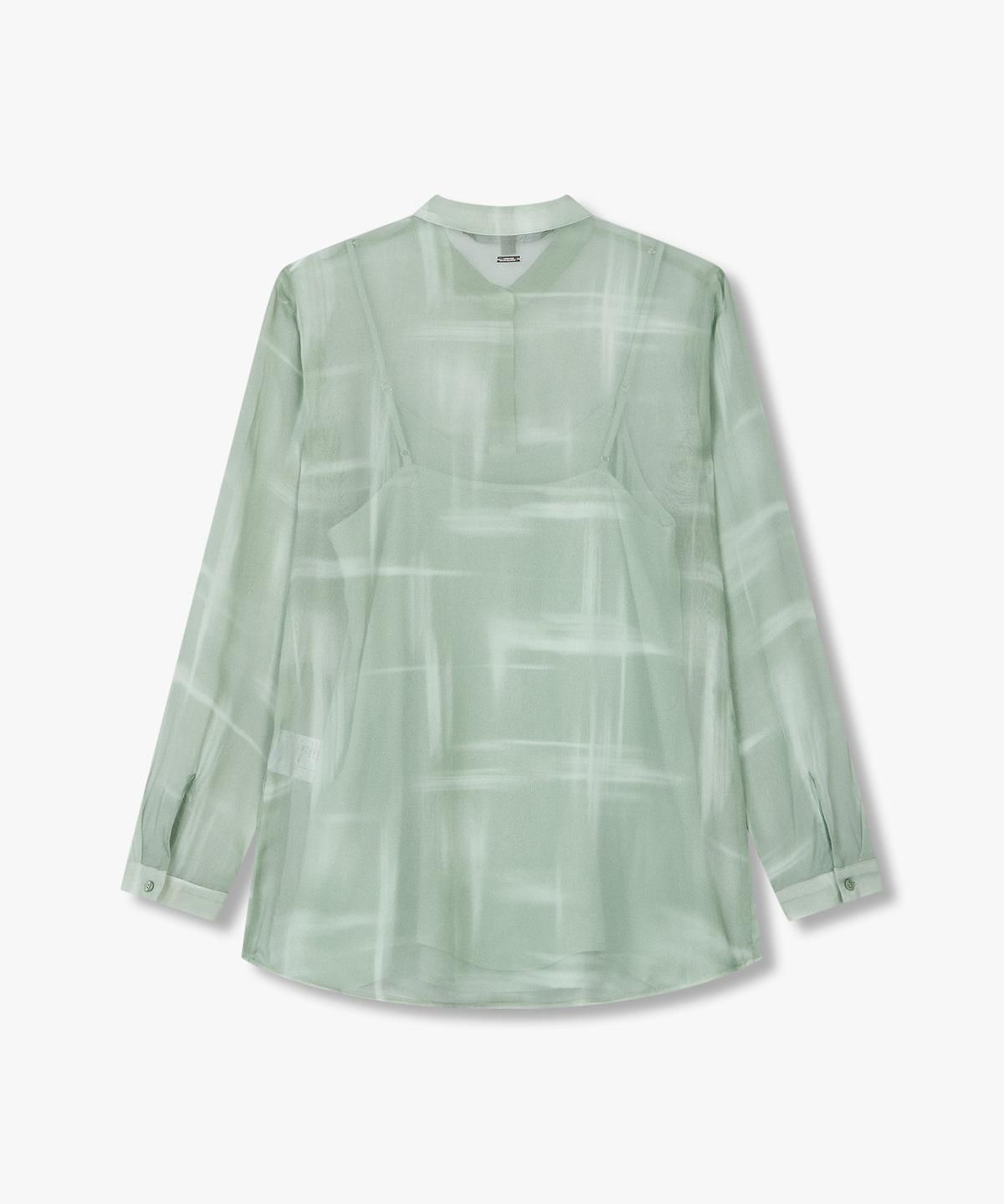 아르마니 익스체인지(ARMANI EXCHANGE) 여성 레이온 롱 슬리브 셔츠 _라이트 그린_A425120507