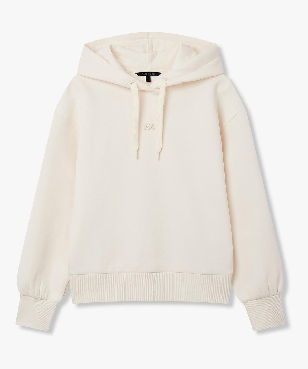 아르마니 익스체인지(ARMANI EXCHANGE) 여성 프론트 로고 본디드 후디 _크림_A426131503