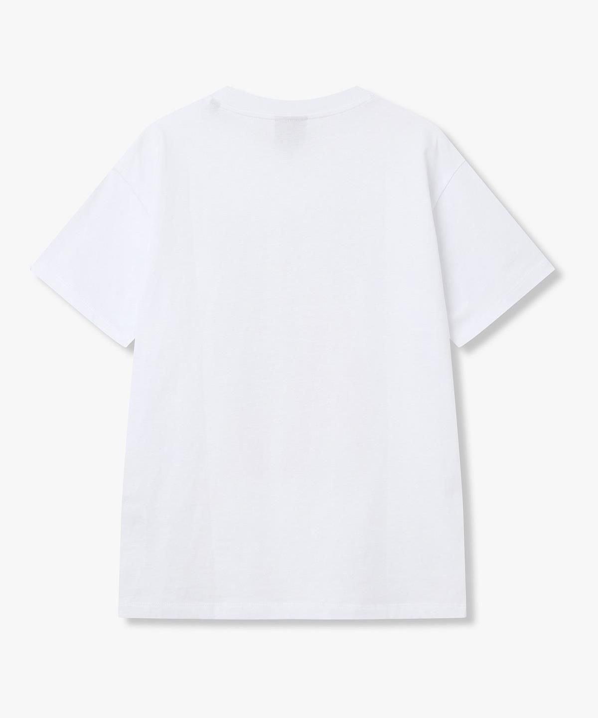 아르마니 익스체인지(ARMANI EXCHANGE) 여성 롱 글리터 로고 크루넥 티셔츠 _화이트_A426130506