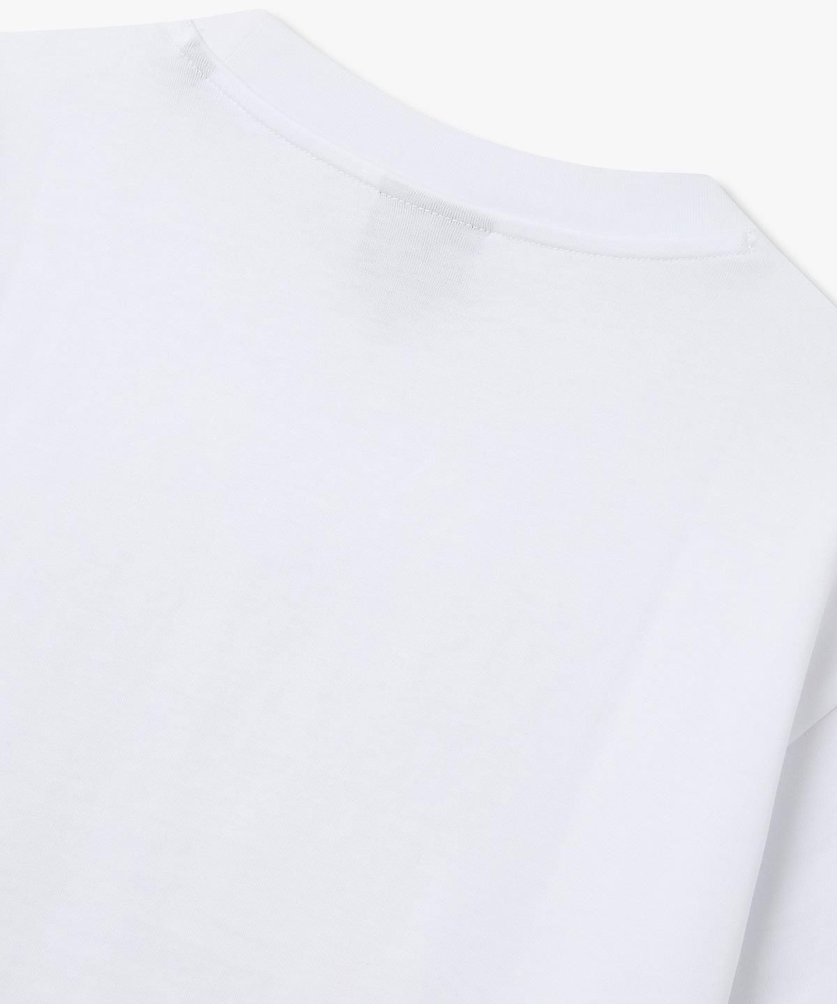 아르마니 익스체인지(ARMANI EXCHANGE) 여성 롱 글리터 로고 크루넥 티셔츠 _화이트_A426130506
