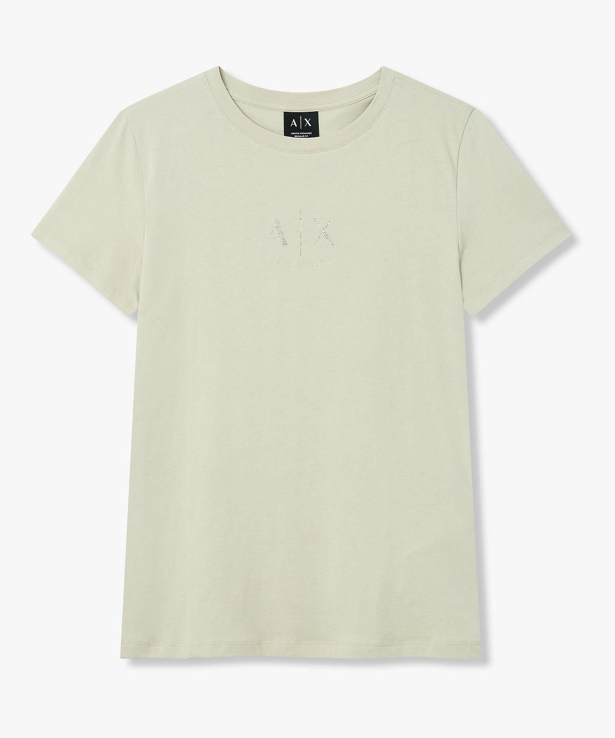 아르마니 익스체인지(ARMANI EXCHANGE) 여성 핫픽스 로고 크루넥 티셔츠 _라이트 그린_A426130503