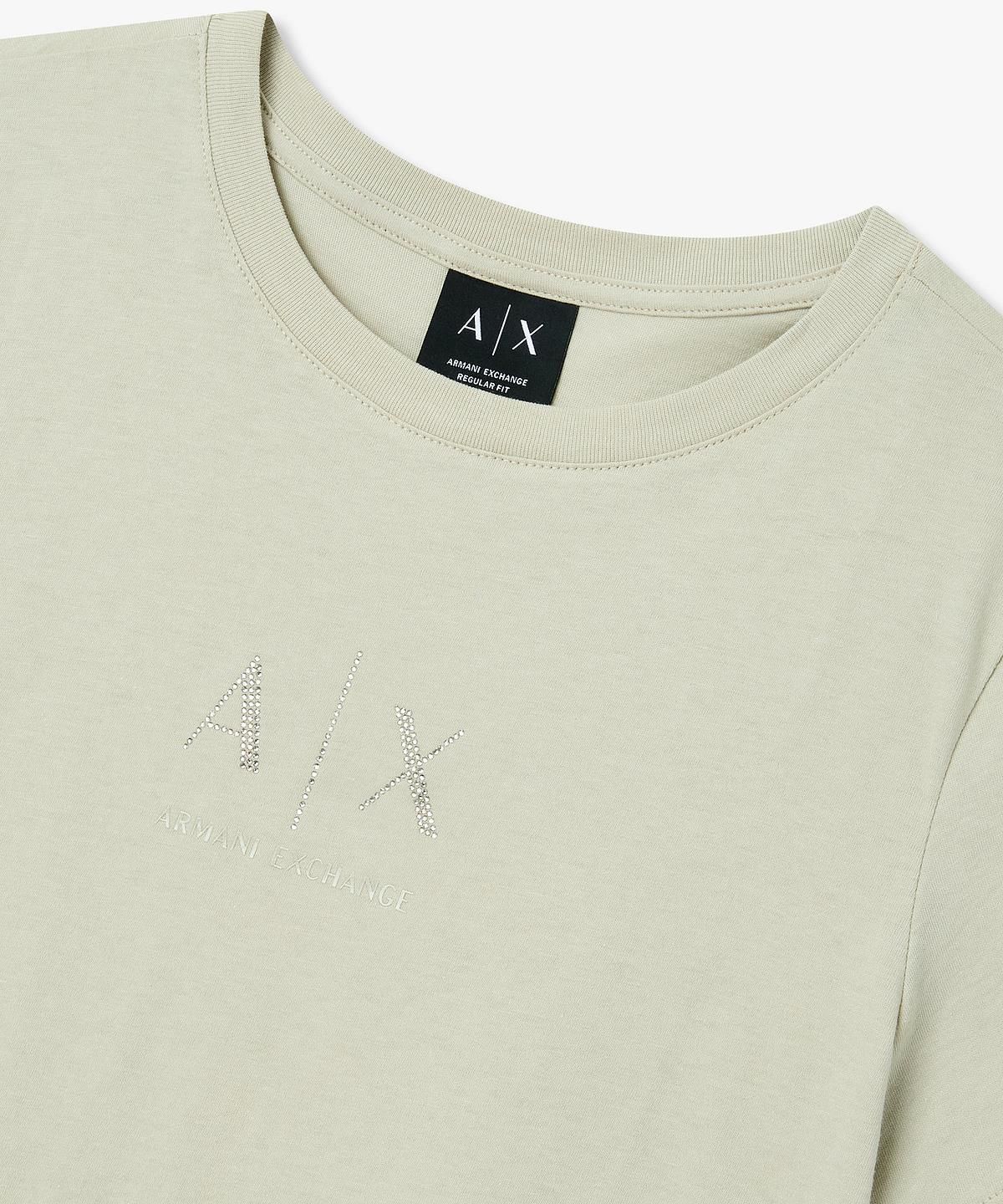 아르마니 익스체인지(ARMANI EXCHANGE) 여성 핫픽스 로고 크루넥 티셔츠 _라이트 그린_A426130503