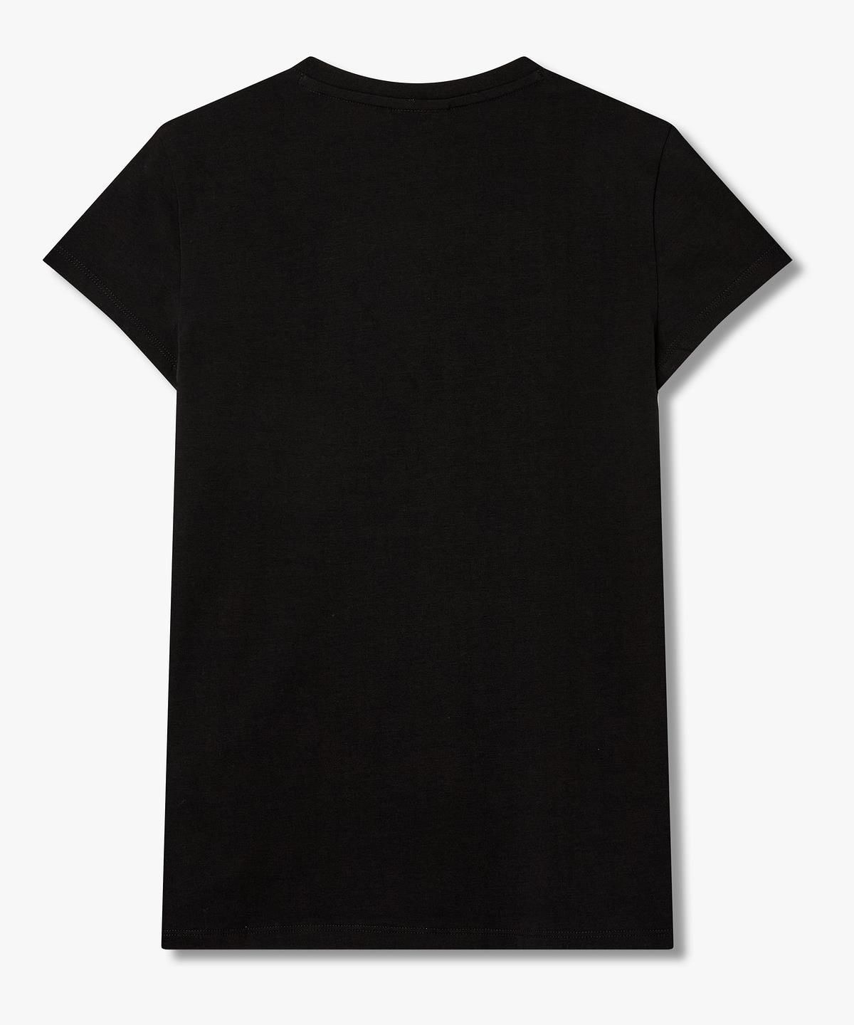 아르마니 익스체인지(ARMANI EXCHANGE) 여성 글리터 로고 브이넥 티셔츠 _블랙_A426130504