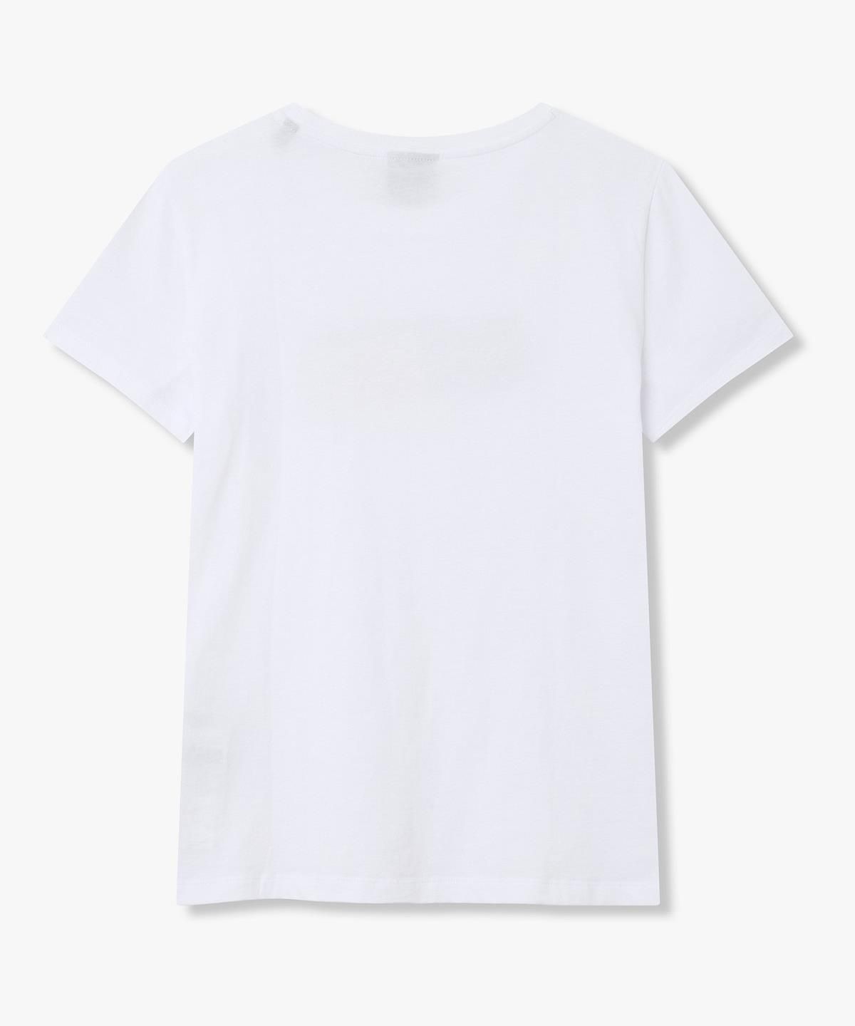 아르마니 익스체인지(ARMANI EXCHANGE) 여성 글리터 로고 크루넥 티셔츠 _화이트_A426130505