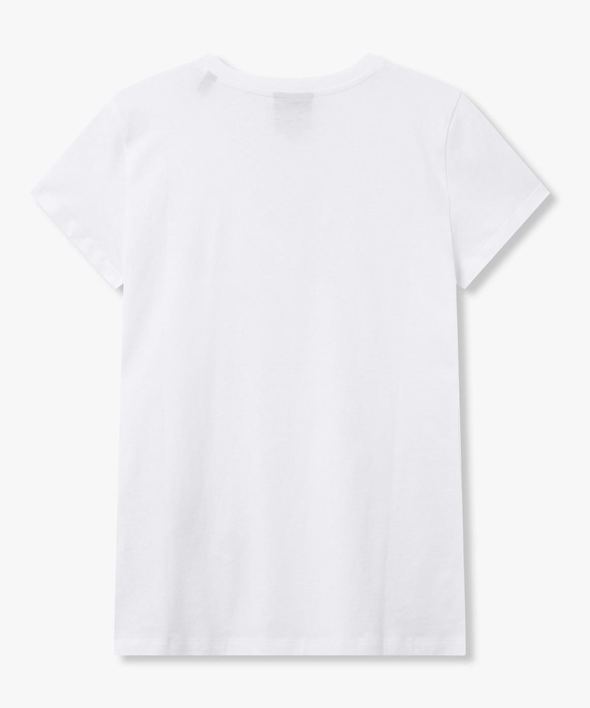 아르마니 익스체인지(ARMANI EXCHANGE) 여성 스퀘어 로고 브이넥 티셔츠 _화이트_A426130523