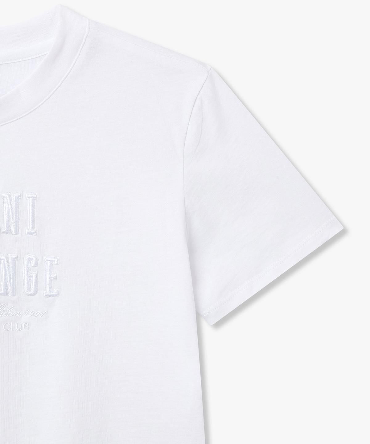 아르마니 익스체인지(ARMANI EXCHANGE) 여성 엠보 로고 크루넥 티셔츠 _화이트_A426130521