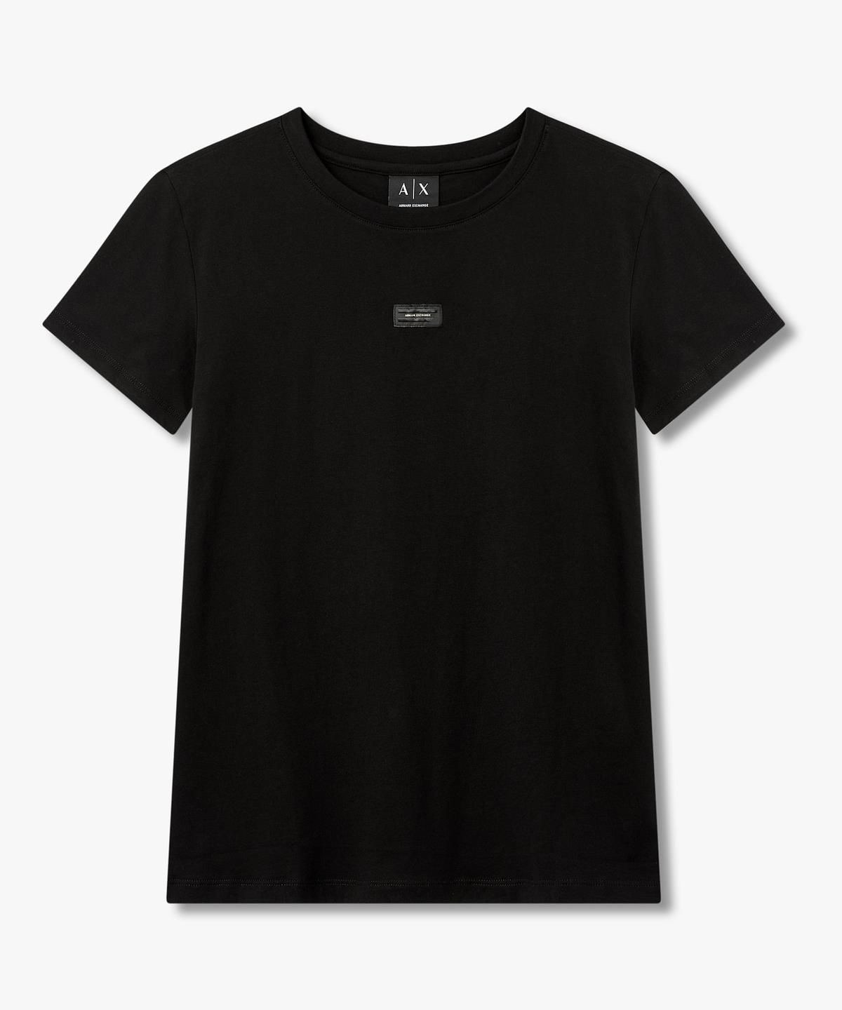 아르마니 익스체인지(ARMANI EXCHANGE) 여성 로고 라벨 크루넥 티셔츠 _블랙_A426130515