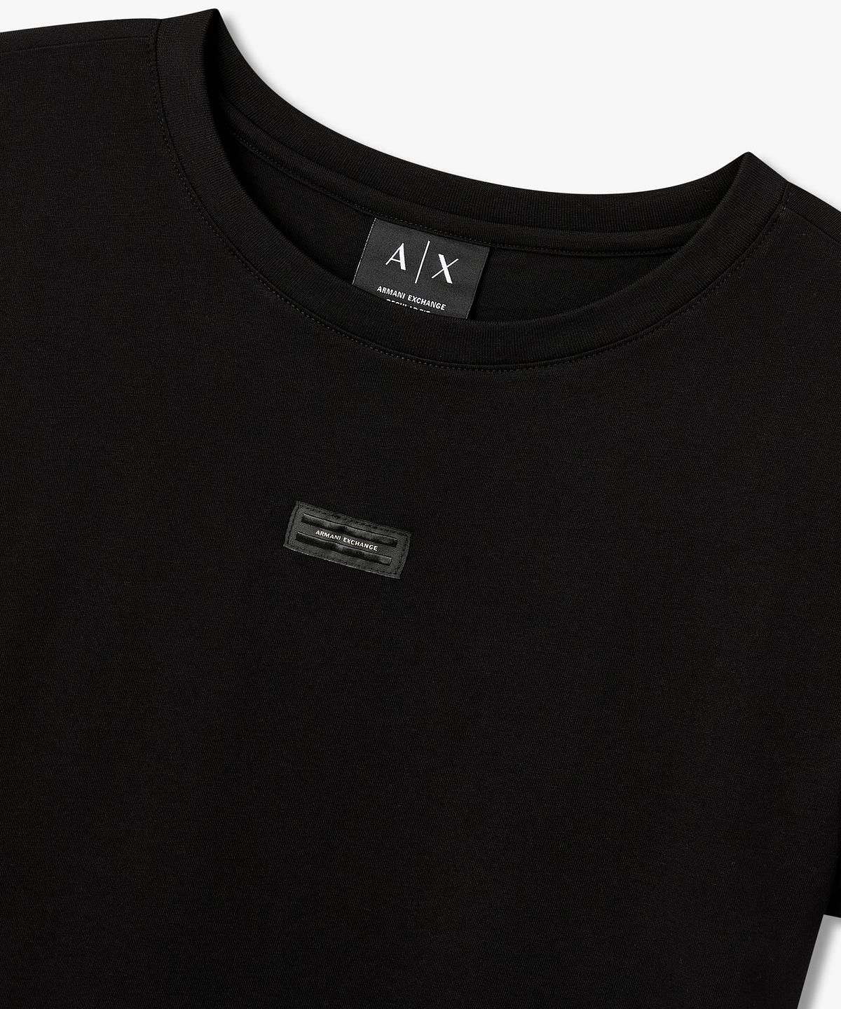 아르마니 익스체인지(ARMANI EXCHANGE) 여성 로고 라벨 크루넥 티셔츠 _블랙_A426130515
