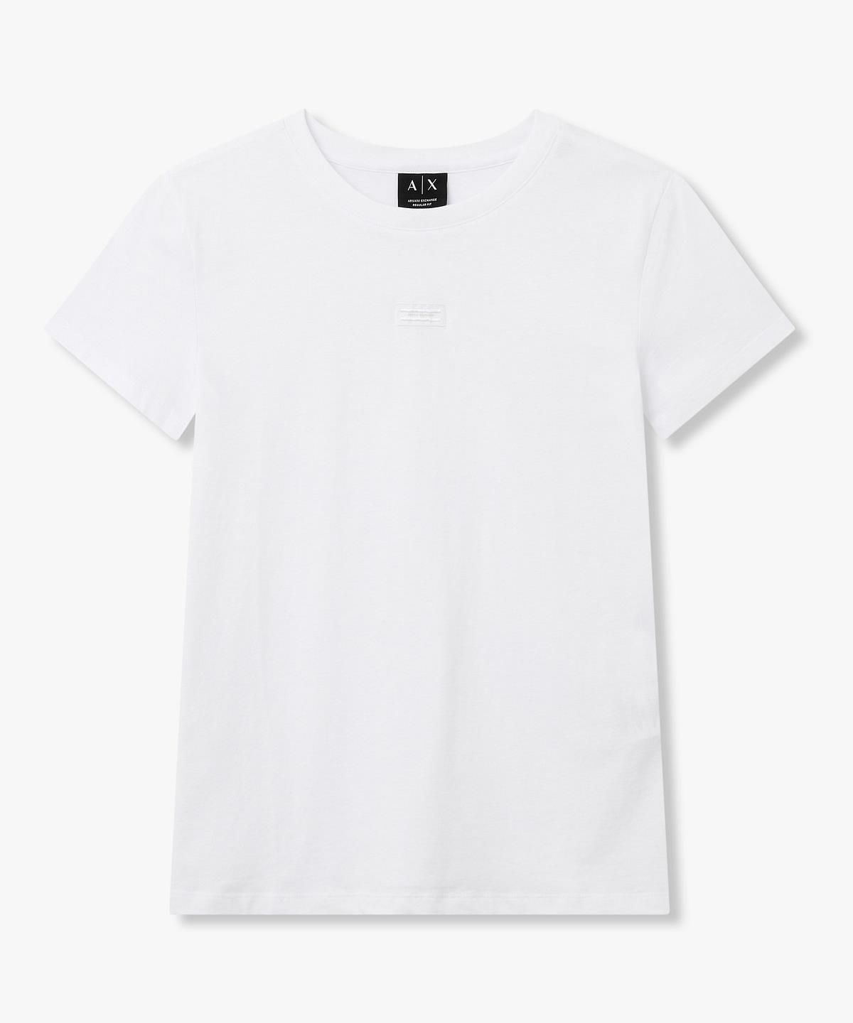 아르마니 익스체인지(ARMANI EXCHANGE) 여성 로고 라벨 크루넥 티셔츠 _화이트_A426130514