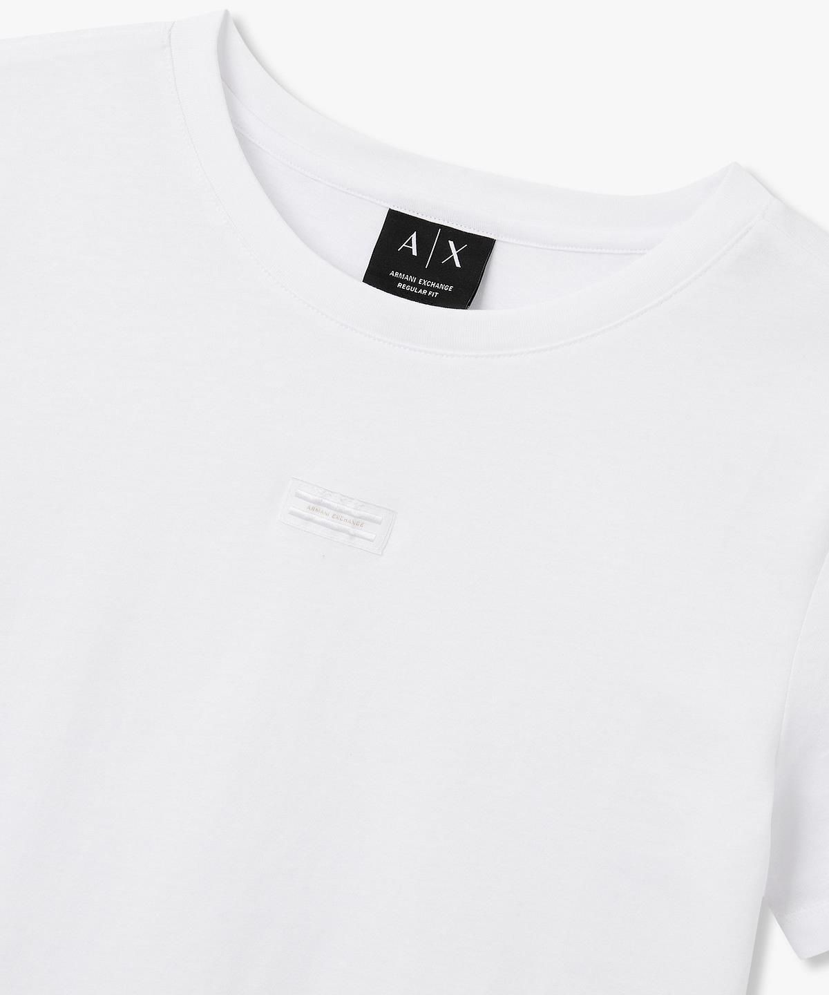 아르마니 익스체인지(ARMANI EXCHANGE) 여성 로고 라벨 크루넥 티셔츠 _화이트_A426130514