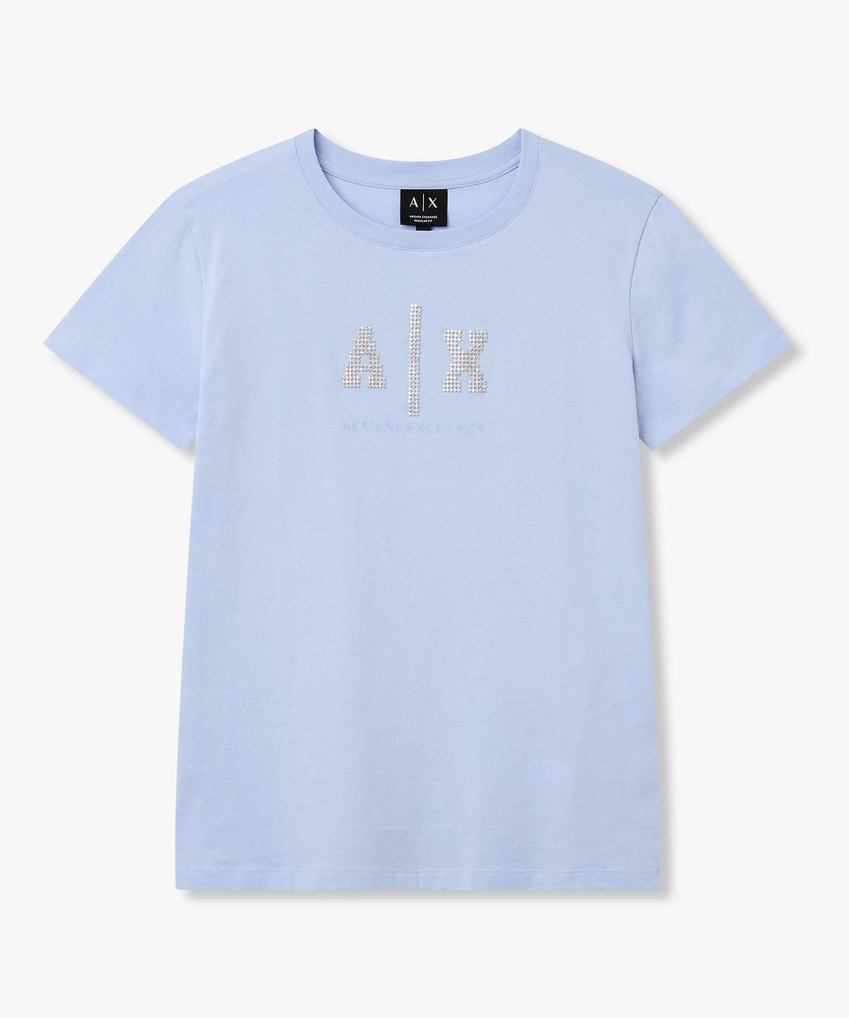 아르마니 익스체인지(ARMANI EXCHANGE) 여성 크리스탈 로고 티셔츠 _스카이블루_A426130528
