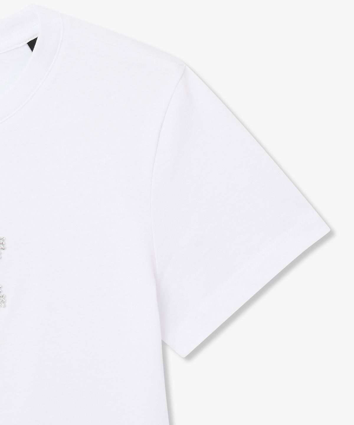 아르마니 익스체인지(ARMANI EXCHANGE) 여성 크리스탈 로고 티셔츠 _오프 화이트_A426130527