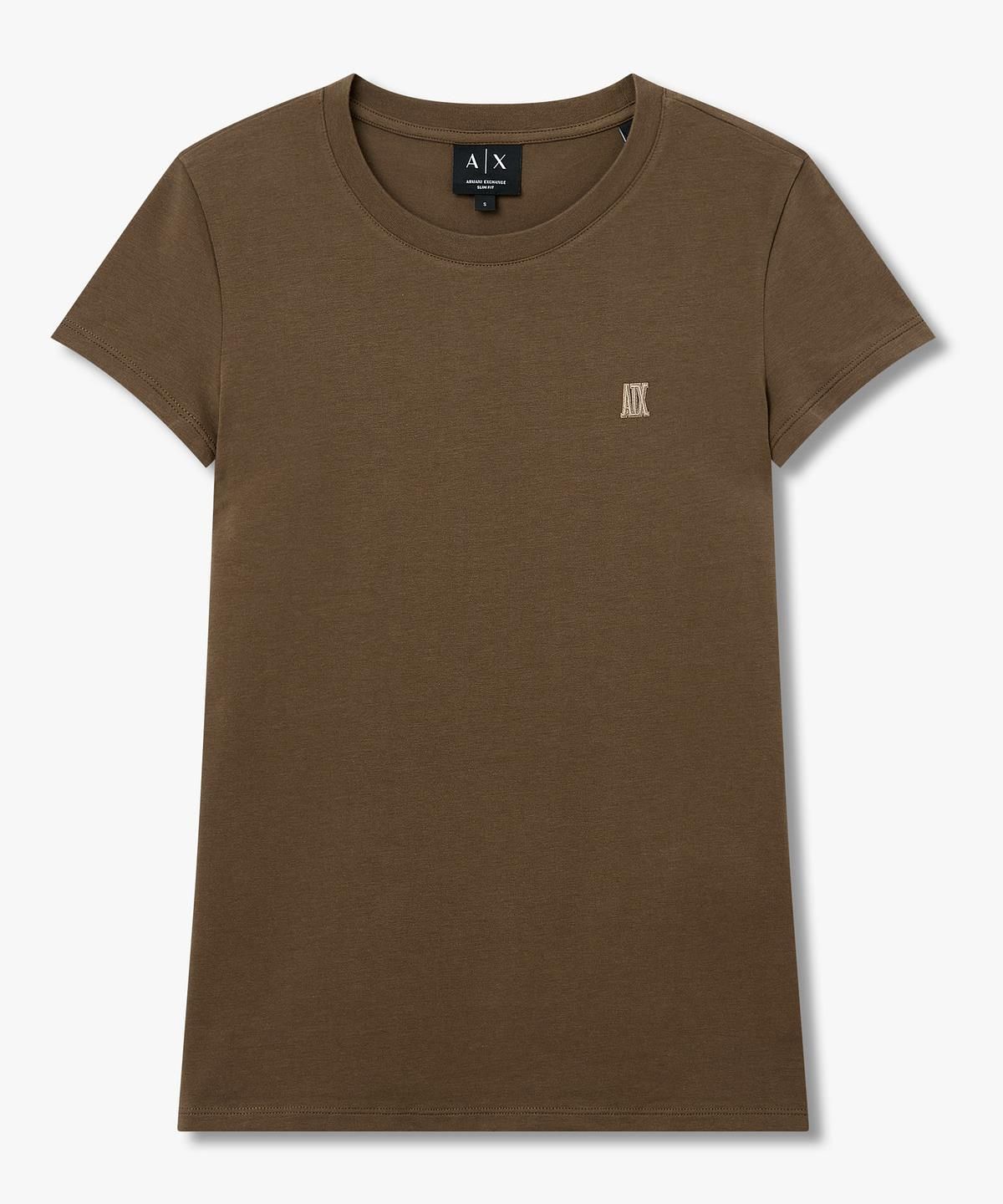 아르마니 익스체인지(ARMANI EXCHANGE) 여성 스트레치 슬림 핏 티셔츠 _브라운_A426130520