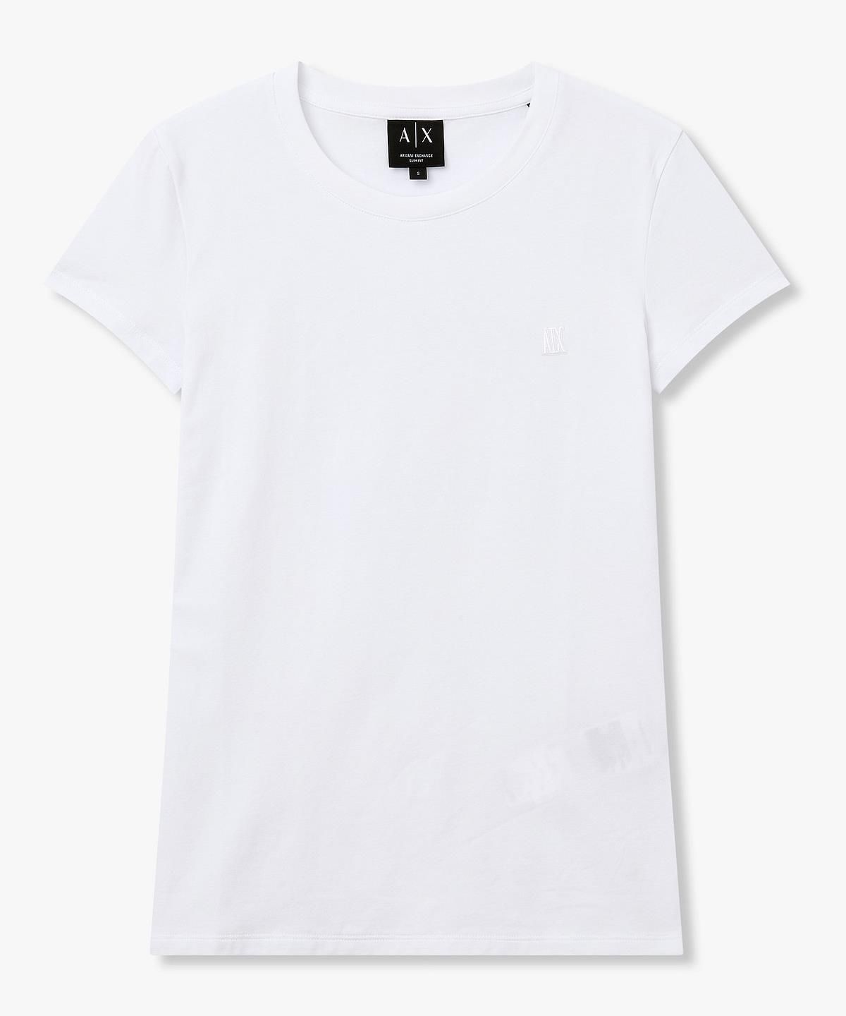 아르마니 익스체인지(ARMANI EXCHANGE) 여성 스트레치 슬림 핏 티셔츠 _화이트_A426130519