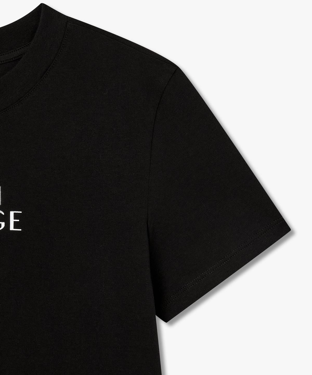 아르마니 익스체인지(ARMANI EXCHANGE) 여성 로고 디테일 크루넥 티셔츠 _블랙_A426130517