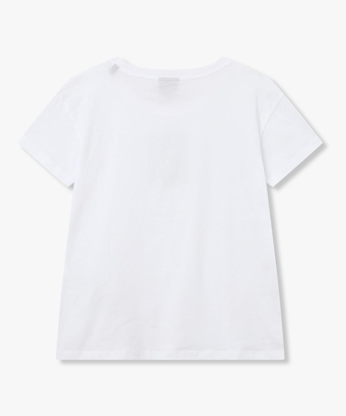 아르마니 익스체인지(ARMANI EXCHANGE) 여성 로고 패치 레귤러 핏 티셔츠 _화이트_A426130525