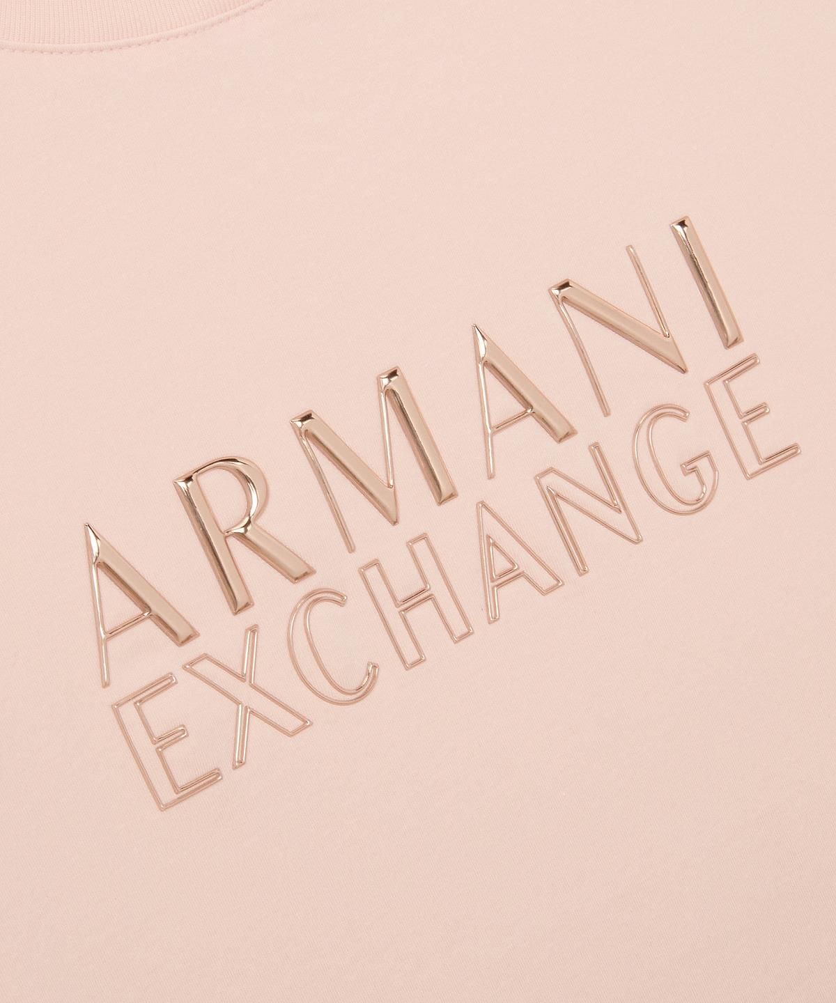 아르마니 익스체인지(ARMANI EXCHANGE) 여성 엠보 로고 스트레치 슬림 티셔츠 _라이트 핑크_A426130508