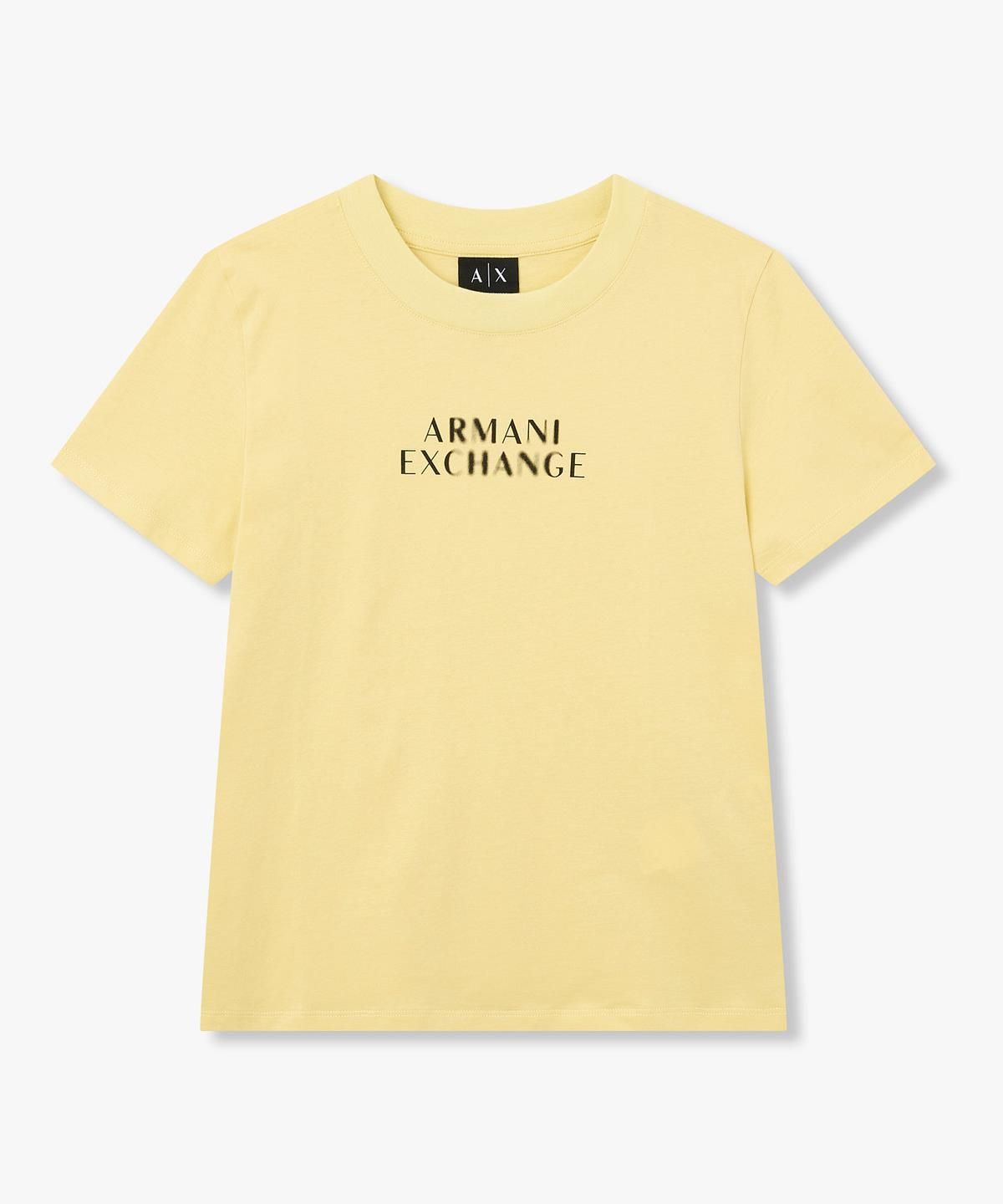 아르마니 익스체인지(ARMANI EXCHANGE) 여성 로고 디테일 크루넥 티셔츠 _옐로우_A426130516