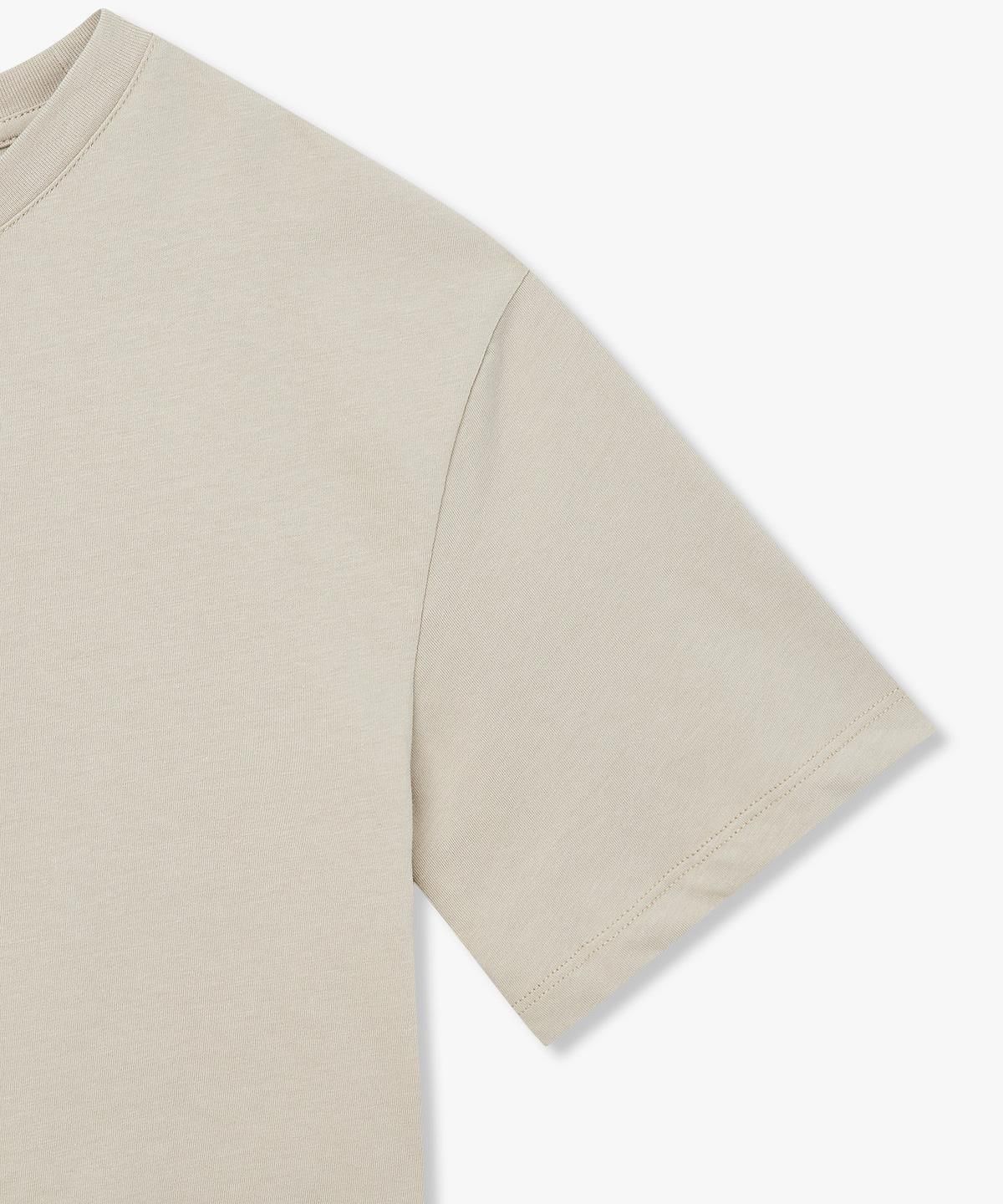 아르마니 익스체인지(ARMANI EXCHANGE) 여성 비즈 아웃라인 로고 크롭 티셔츠 _베이지_A426130509
