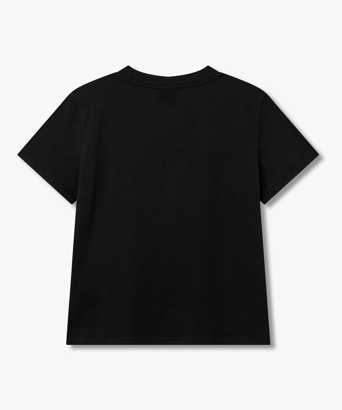 아르마니 익스체인지(ARMANI EXCHANGE) 여성 큐피트 앤 로고 프린트 티셔츠 _블랙_A426130513