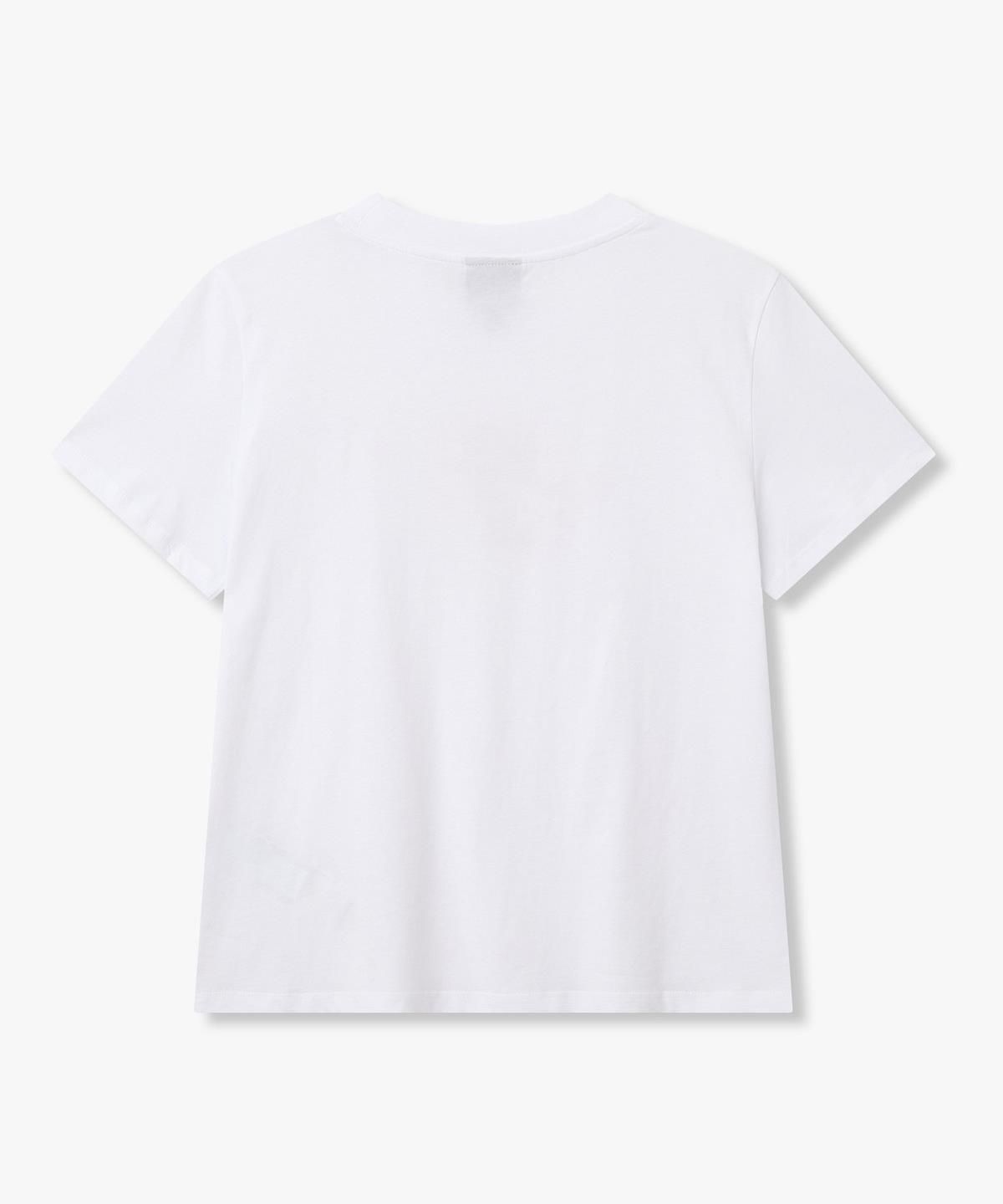 아르마니 익스체인지(ARMANI EXCHANGE) 여성 큐피트 앤 로고 프린트 티셔츠 _화이트_A426130512