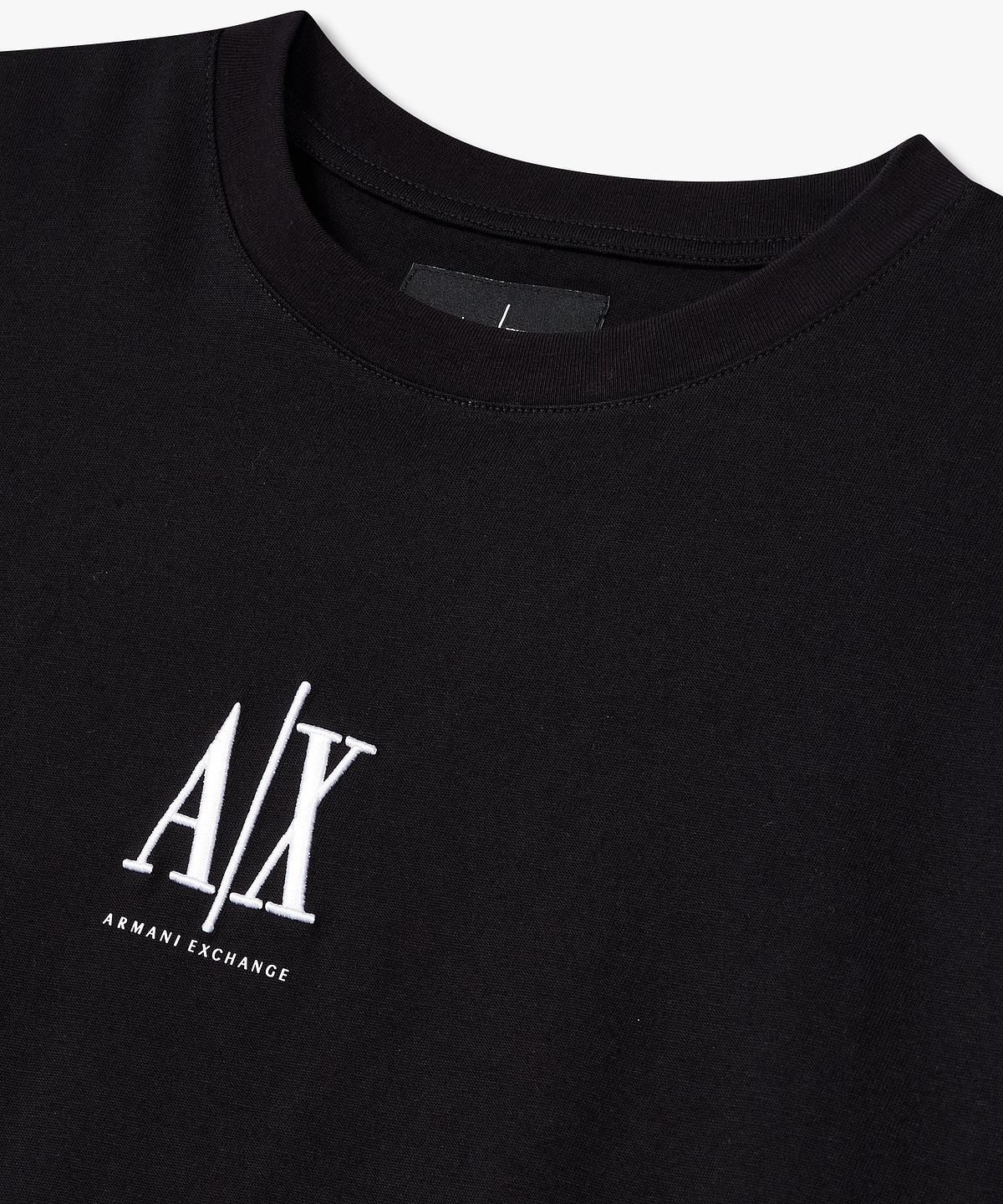 아르마니 익스체인지(ARMANI EXCHANGE) 여성 드롭 숄더 루즈 핏 티셔츠 _블랙_A425130532