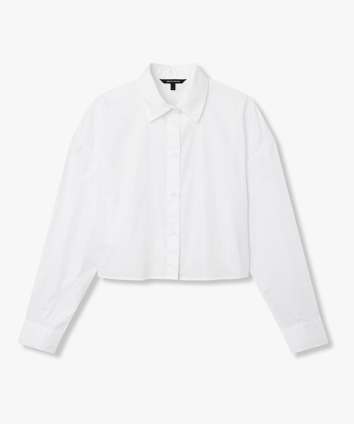 아르마니 익스체인지(ARMANI EXCHANGE) 여성 백 밴딩 크롭트 셔츠 _화이트_A426120503