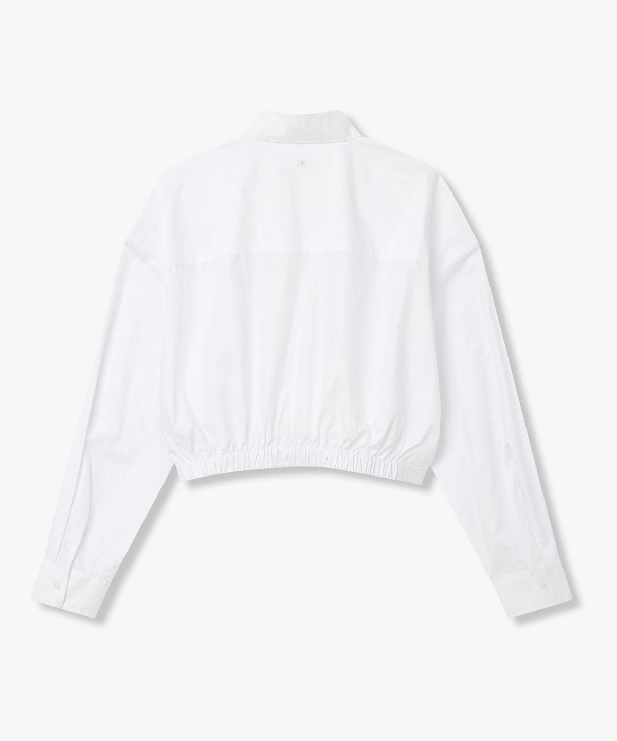 아르마니 익스체인지(ARMANI EXCHANGE) 여성 백 밴딩 크롭트 셔츠 _화이트_A426120503