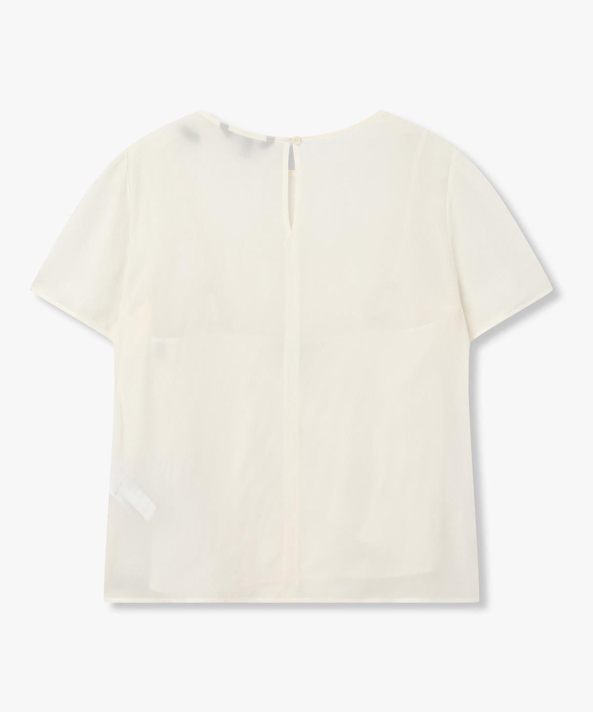 아르마니 익스체인지(ARMANI EXCHANGE) 여성 숏 슬리브 크루넥 블라우스 _아이보리_A426120501