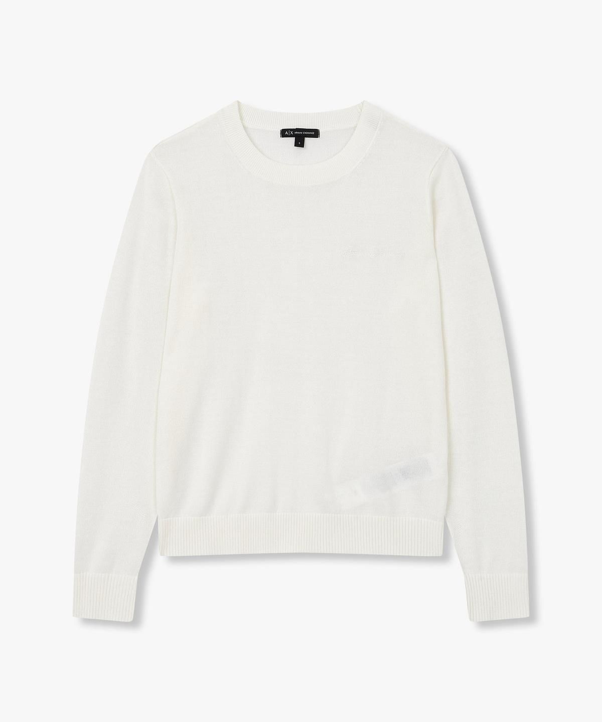 아르마니 익스체인지(ARMANI EXCHANGE) 여성 스몰 로고 크루넥 풀오버 _크림_A424332511