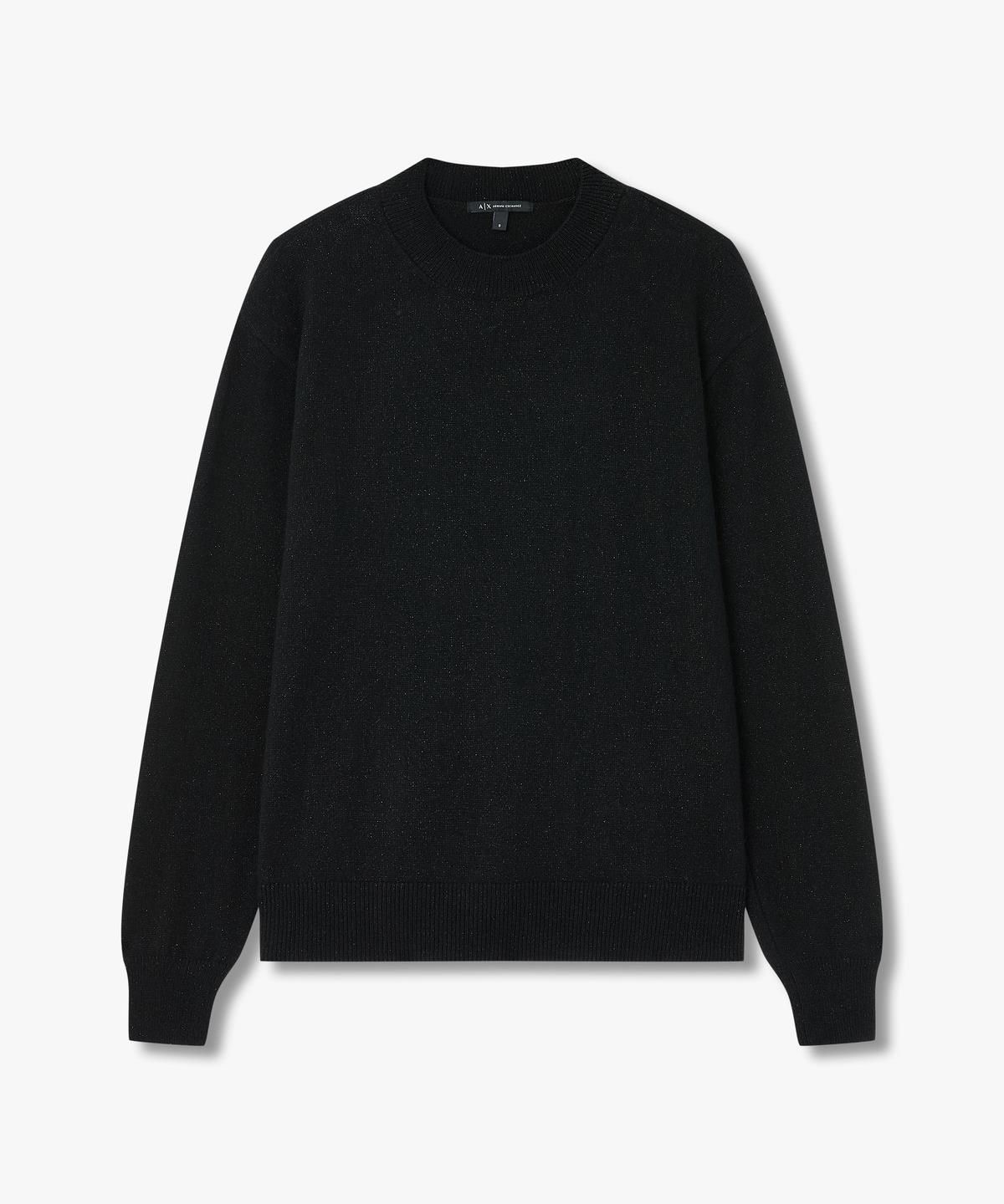 아르마니 익스체인지(ARMANI EXCHANGE) 여성 사이드 슬릿 메탈릭 풀오버 _블랙_A424332517