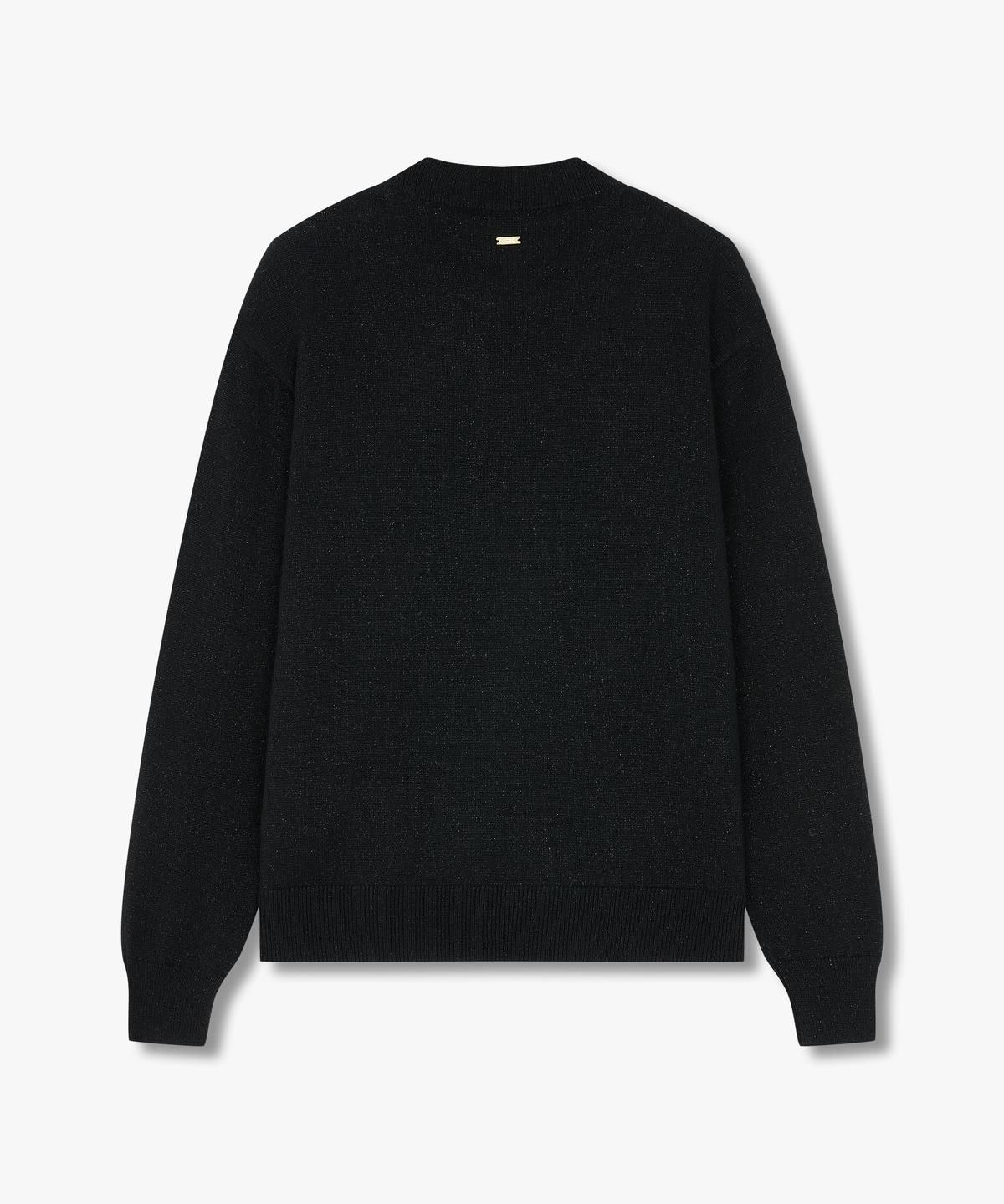 아르마니 익스체인지(ARMANI EXCHANGE) 여성 사이드 슬릿 메탈릭 풀오버 _블랙_A424332517