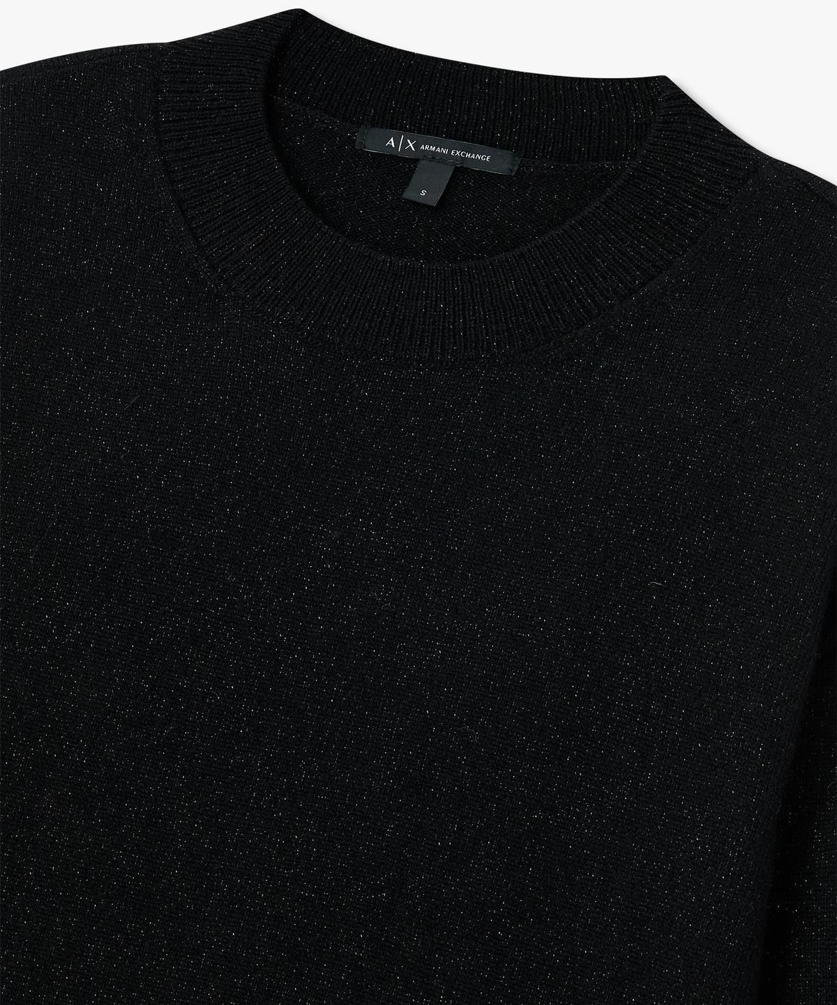 아르마니 익스체인지(ARMANI EXCHANGE) 여성 사이드 슬릿 메탈릭 풀오버 _블랙_A424332517