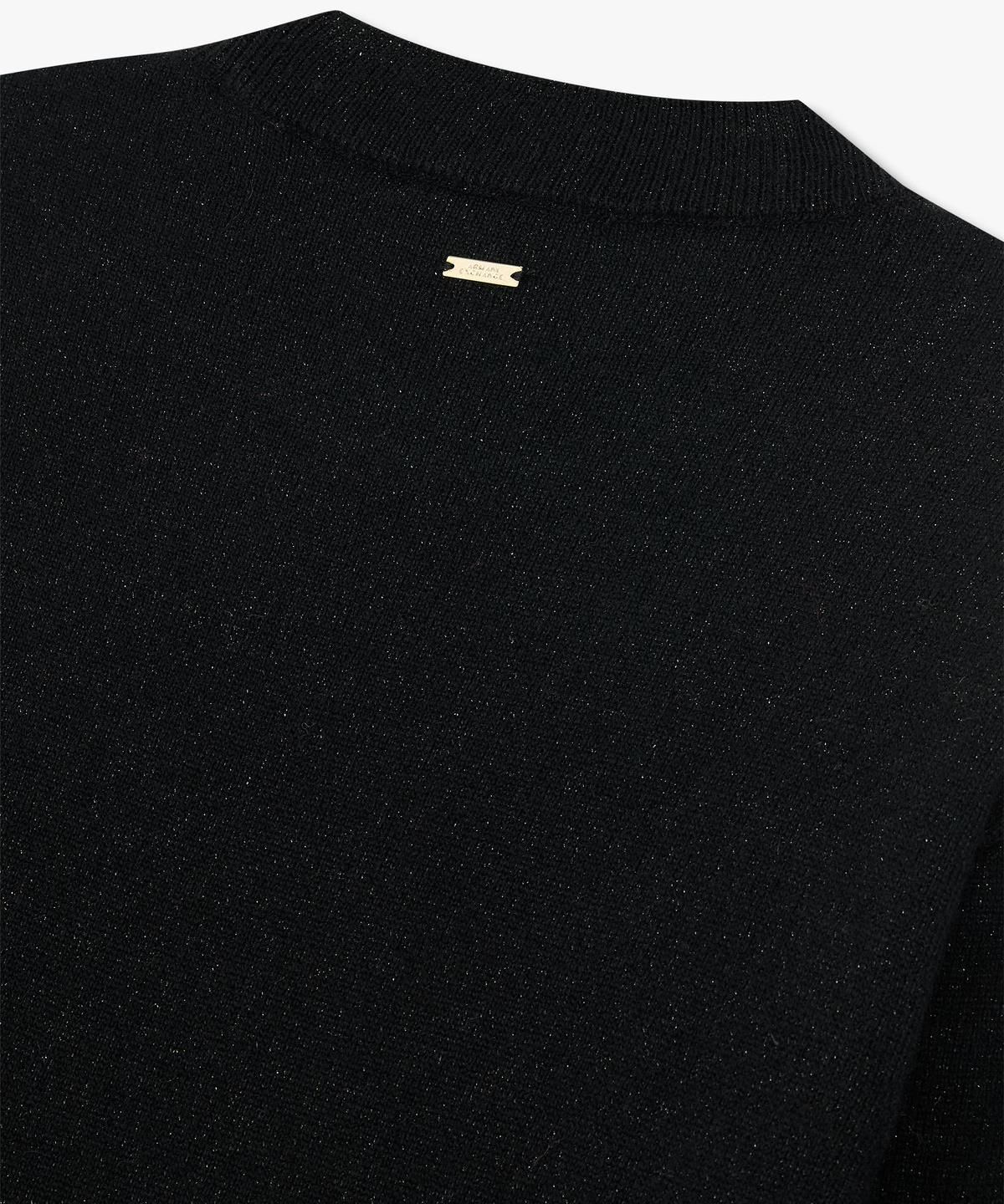 아르마니 익스체인지(ARMANI EXCHANGE) 여성 사이드 슬릿 메탈릭 풀오버 _블랙_A424332517