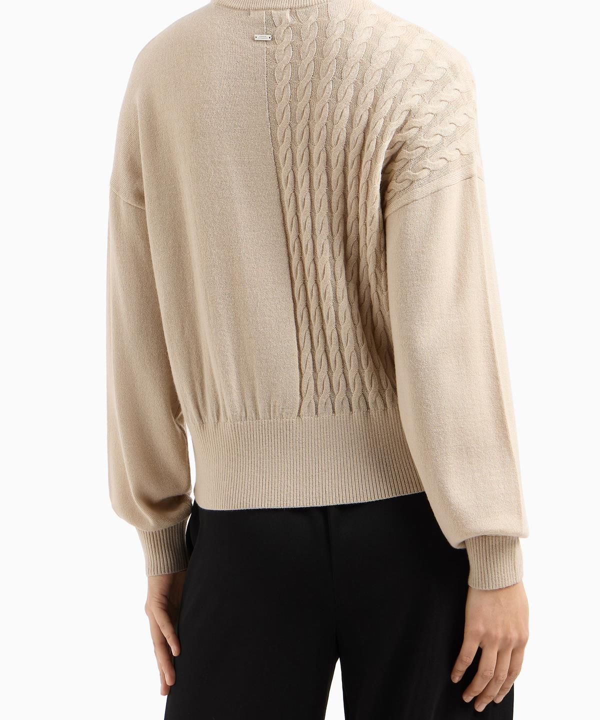 아르마니 익스체인지(ARMANI EXCHANGE) 여성 울 블렌드 하프 케이블 니트 _베이지_A425132501