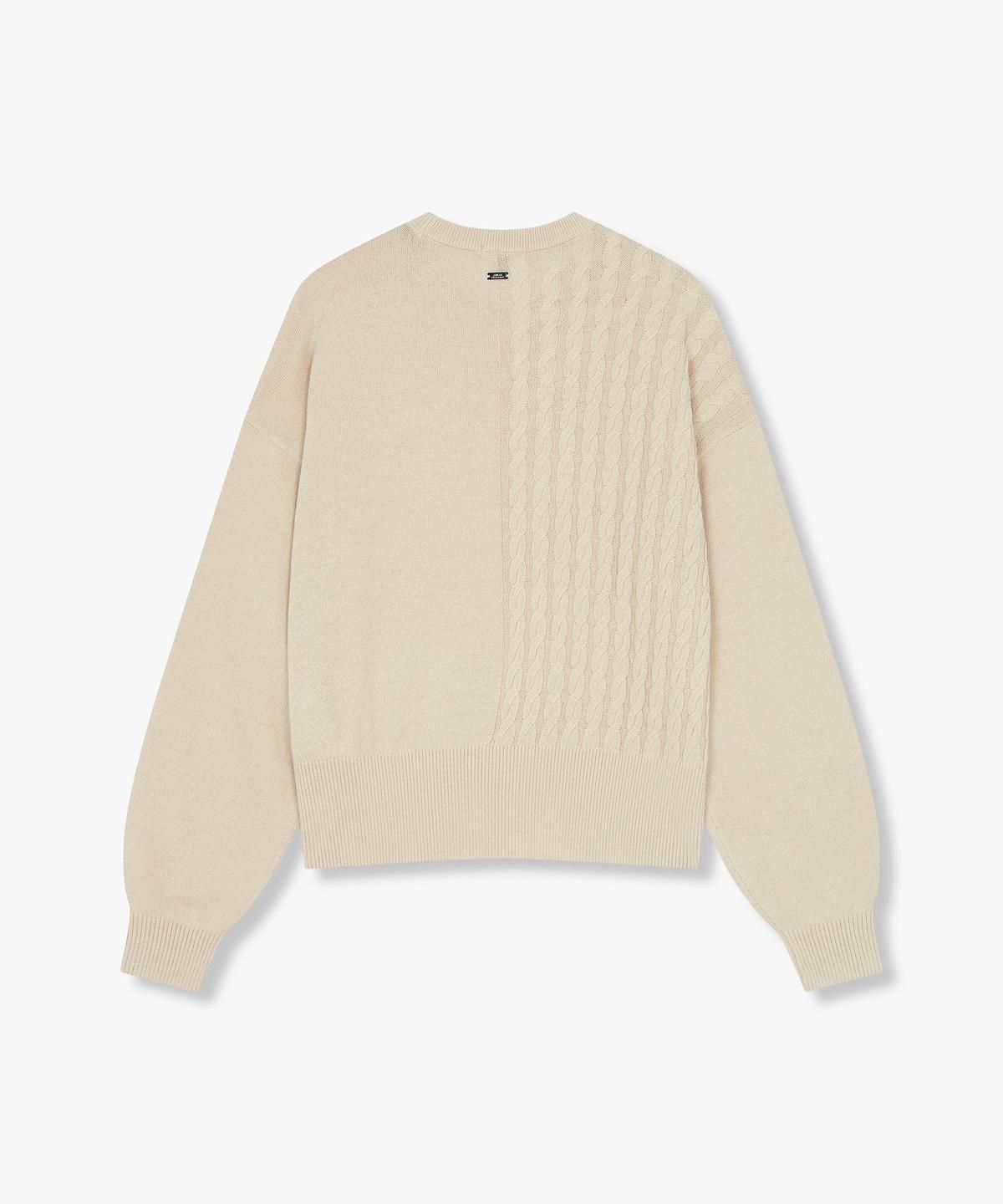 아르마니 익스체인지(ARMANI EXCHANGE) 여성 울 블렌드 하프 케이블 니트 _베이지_A425132501
