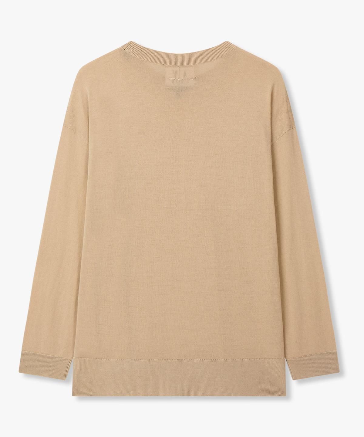 아르마니 익스체인지(ARMANI EXCHANGE) 여성 로고 자가트 울 니트 풀오버 _베이지_A425332518