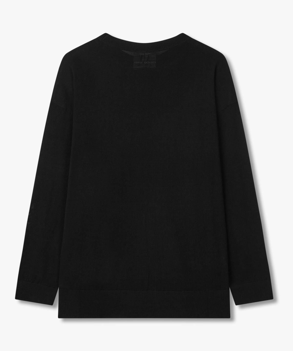아르마니 익스체인지(ARMANI EXCHANGE) 여성 로고 자가트 울 니트 풀오버 _블랙_A425332519