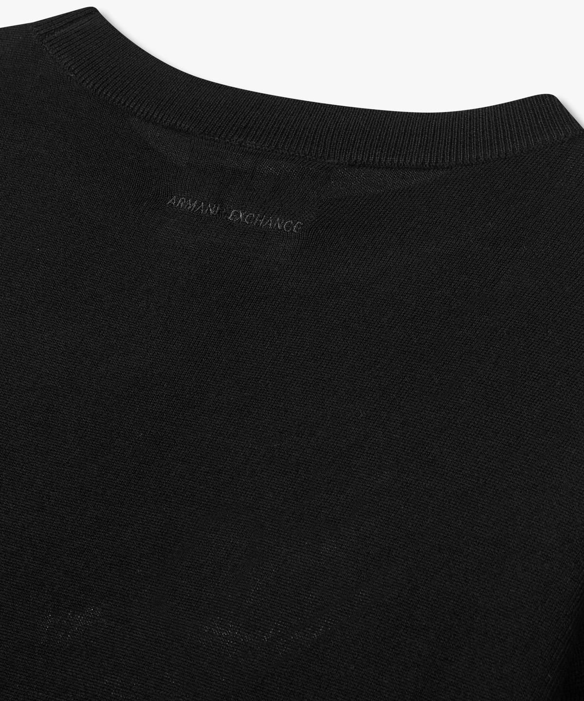 아르마니 익스체인지(ARMANI EXCHANGE) 여성 로고 자가트 울 니트 풀오버 _블랙_A425332519