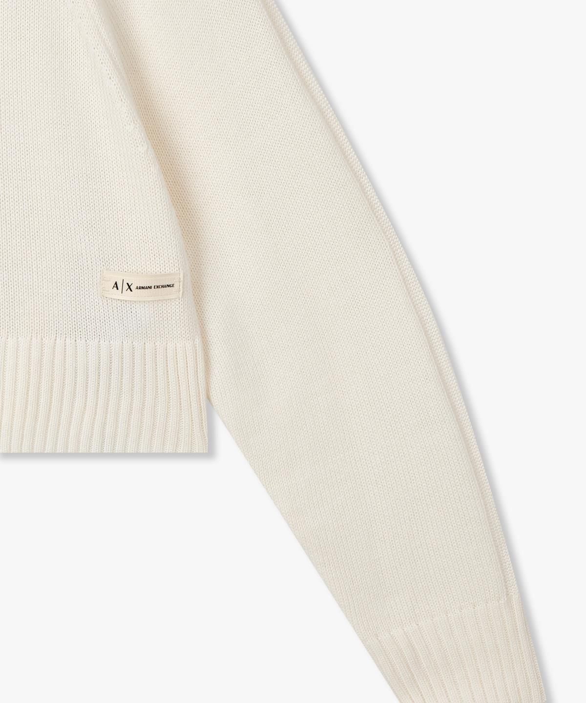 아르마니 익스체인지(ARMANI EXCHANGE) 여성 울 블렌드 크롭 니트 후디 _아이보리_A425332504