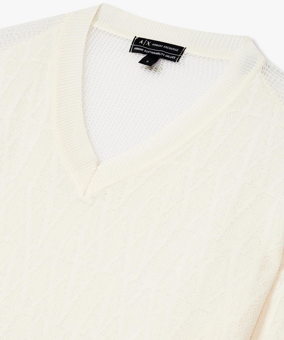 아르마니 익스체인지(ARMANI EXCHANGE) 여성 로고 패턴 메쉬 니트 풀오버 _아이보리_A425132506