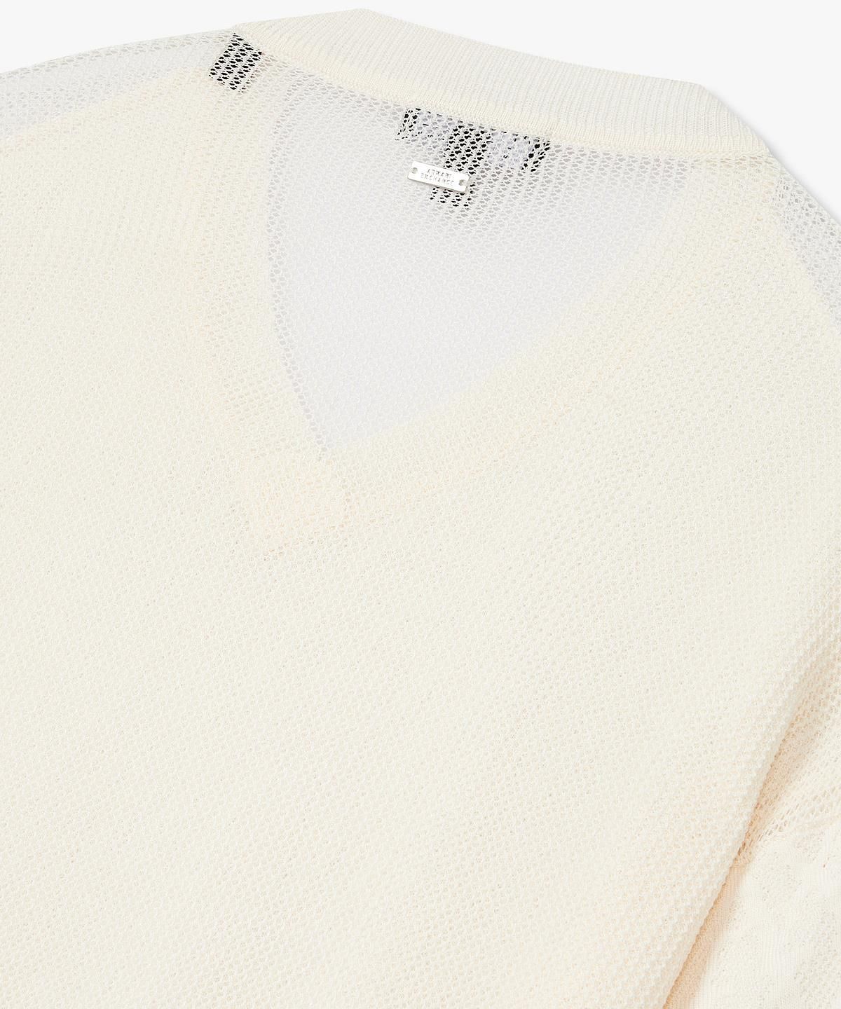 아르마니 익스체인지(ARMANI EXCHANGE) 여성 로고 패턴 메쉬 니트 풀오버 _아이보리_A425132506
