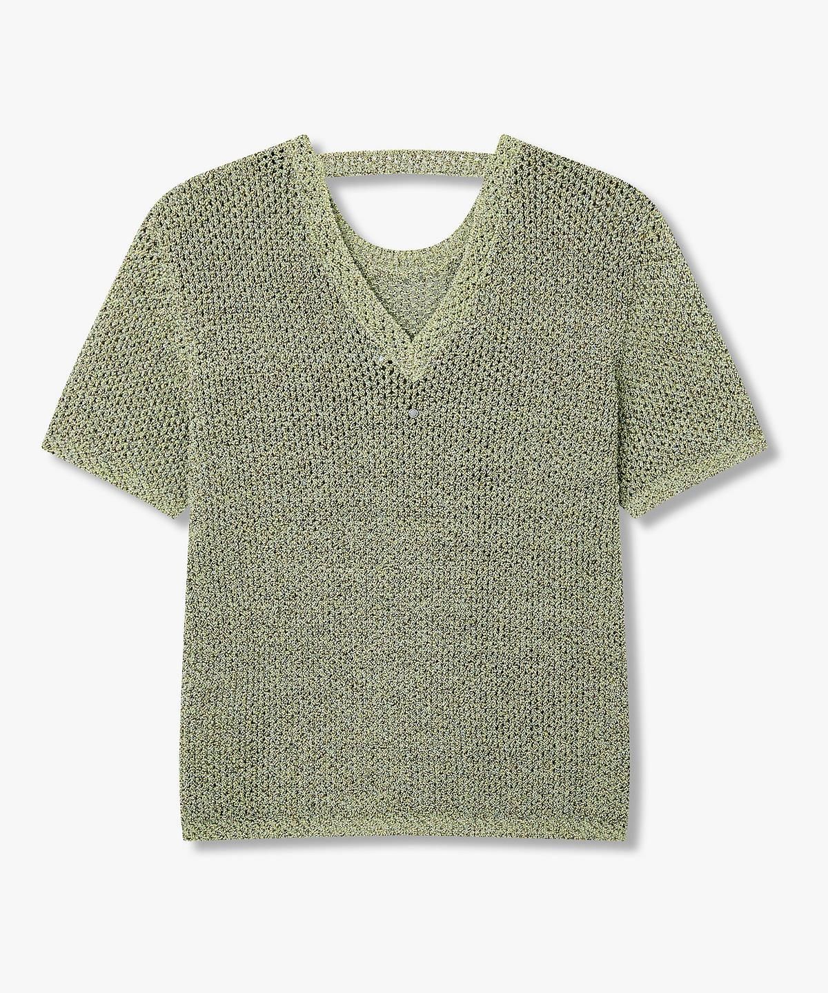 아르마니 익스체인지(ARMANI EXCHANGE) 여성 백 스트랩 메탈릭 풀오버 _그린_A426132507