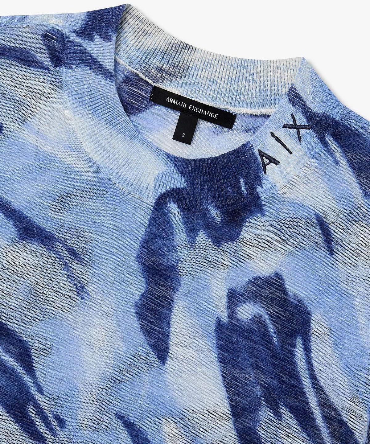 아르마니 익스체인지(ARMANI EXCHANGE) 여성 숏 슬리브 레이온 풀오버 _블루_A426132512