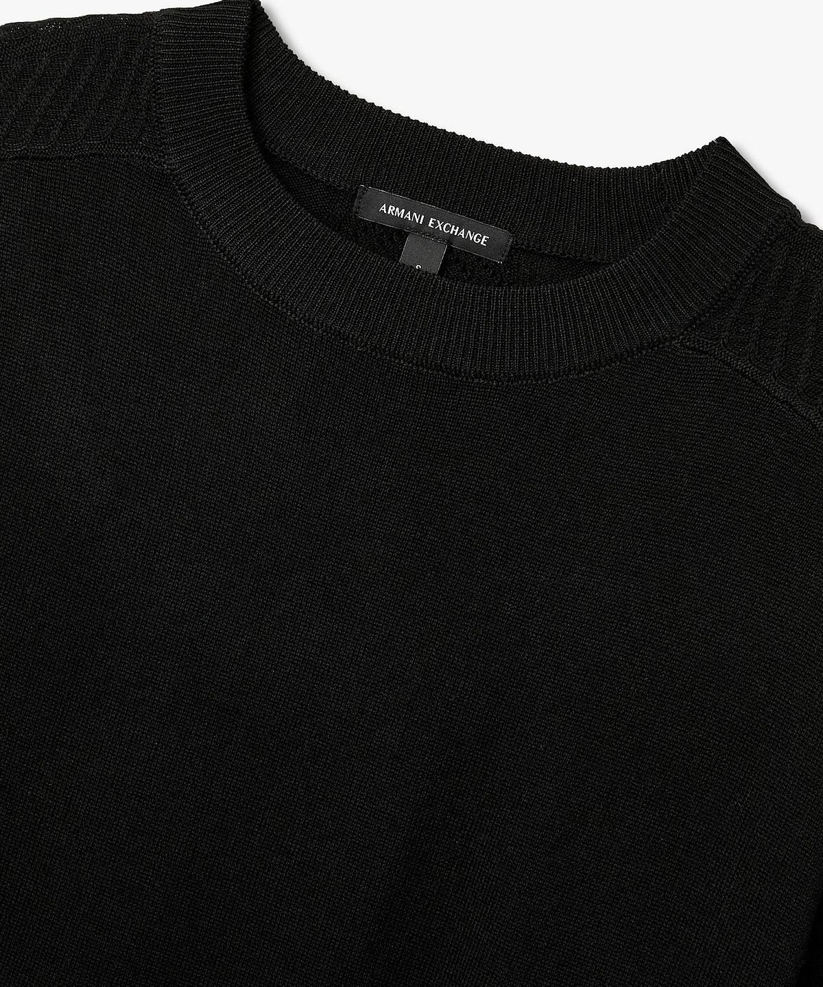 아르마니 익스체인지(ARMANI EXCHANGE) 여성 쉐브론 트리밍 울 블렌드 풀오버 _블랙_A426132502