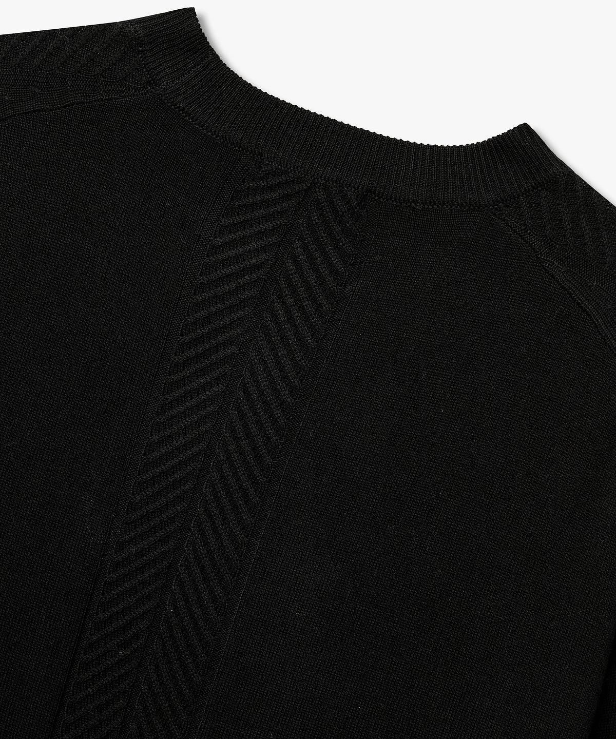 아르마니 익스체인지(ARMANI EXCHANGE) 여성 쉐브론 트리밍 울 블렌드 풀오버 _블랙_A426132502