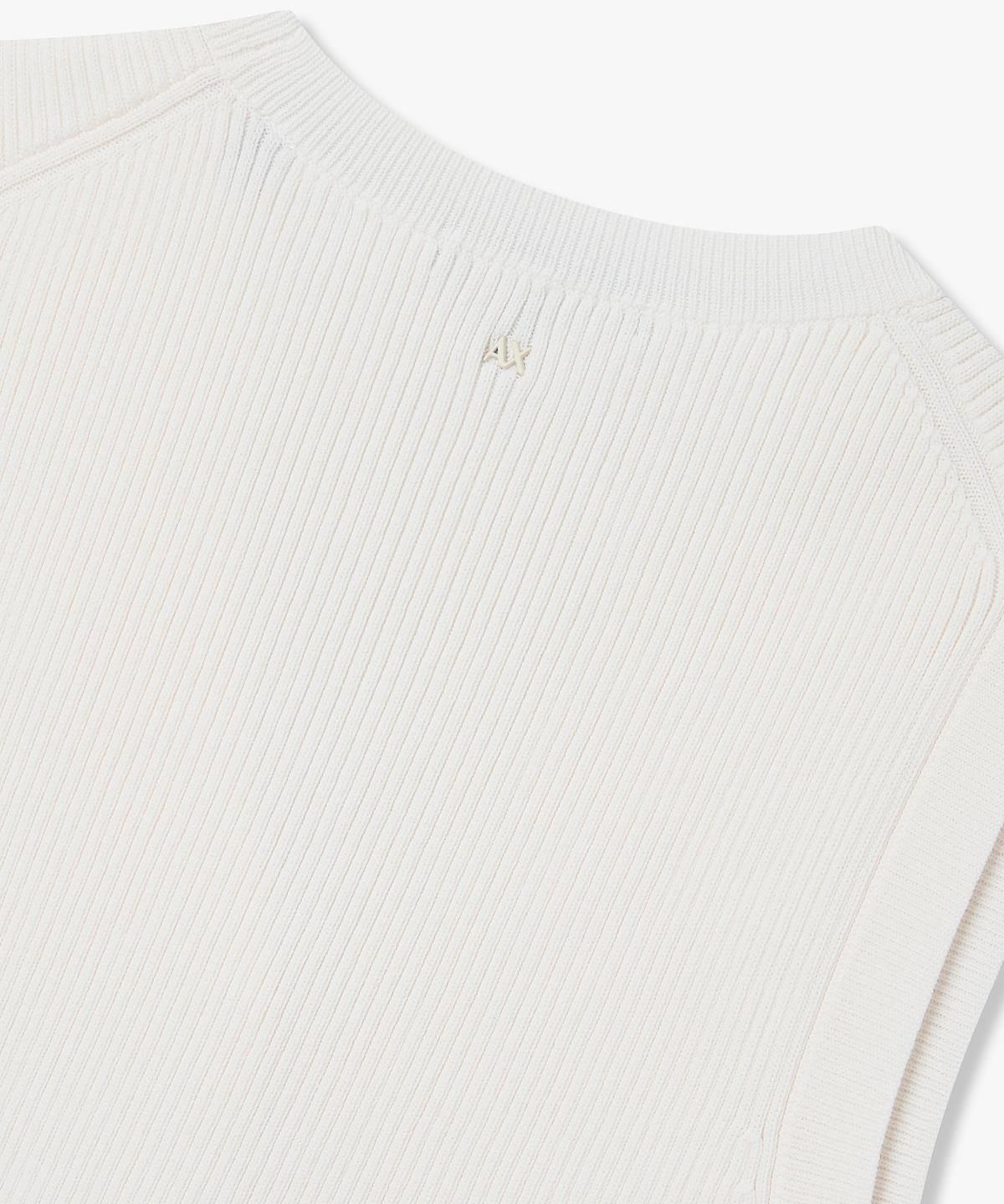 아르마니 익스체인지(ARMANI EXCHANGE) 여성 버튼업 슬리브리스 니트 탑 _화이트_A426132503