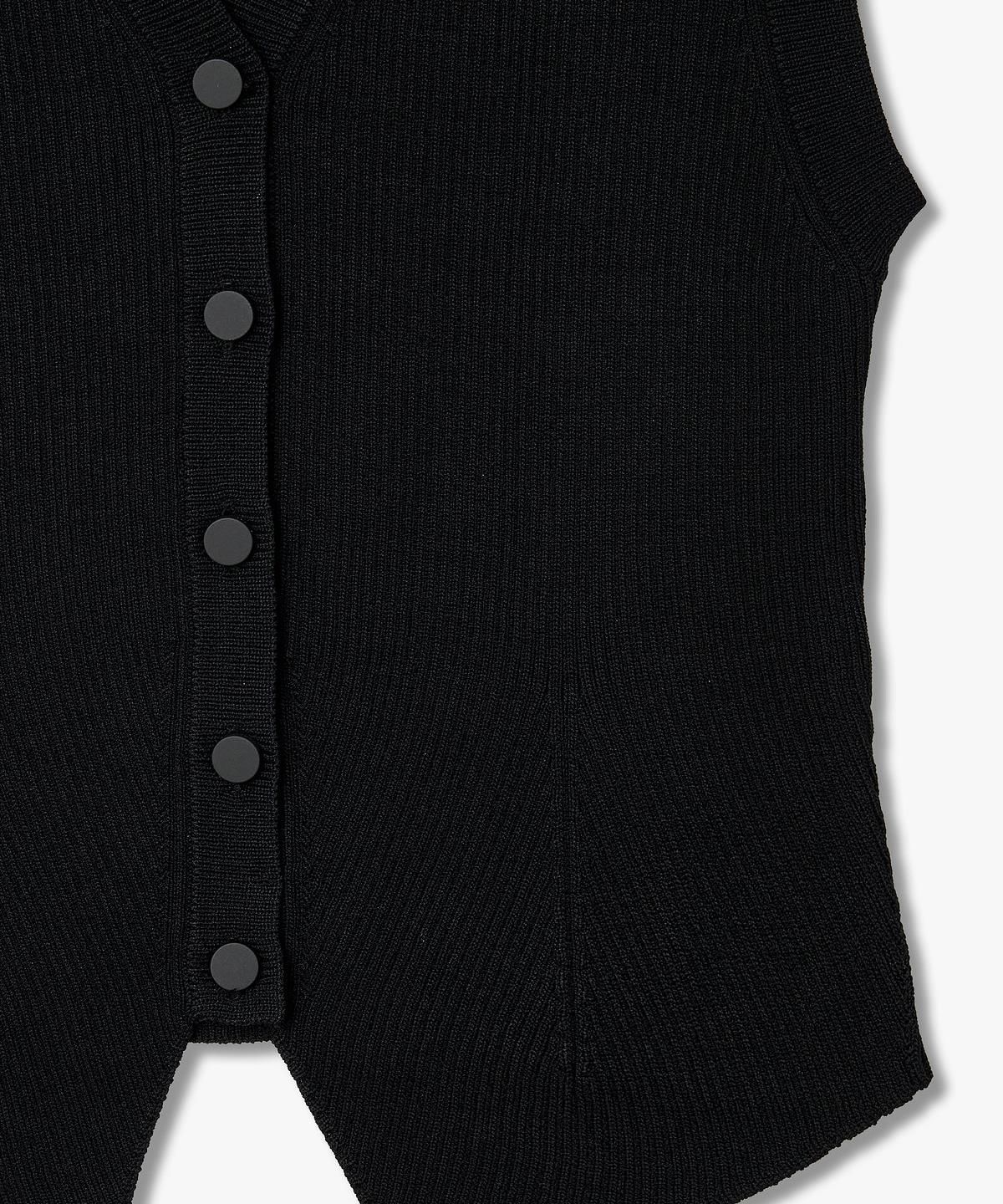 아르마니 익스체인지(ARMANI EXCHANGE) 여성 버튼업 슬리브리스 니트 탑 _블랙_A426132504